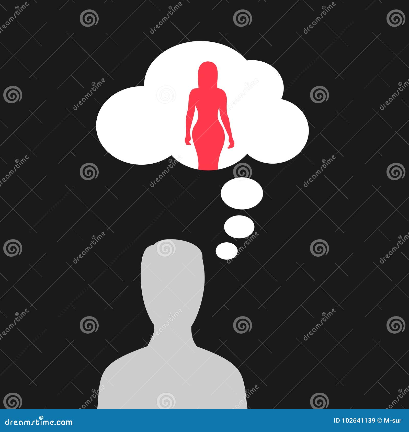 Man Is Thinking About Beautiful And Woman Stock Vector Illustration