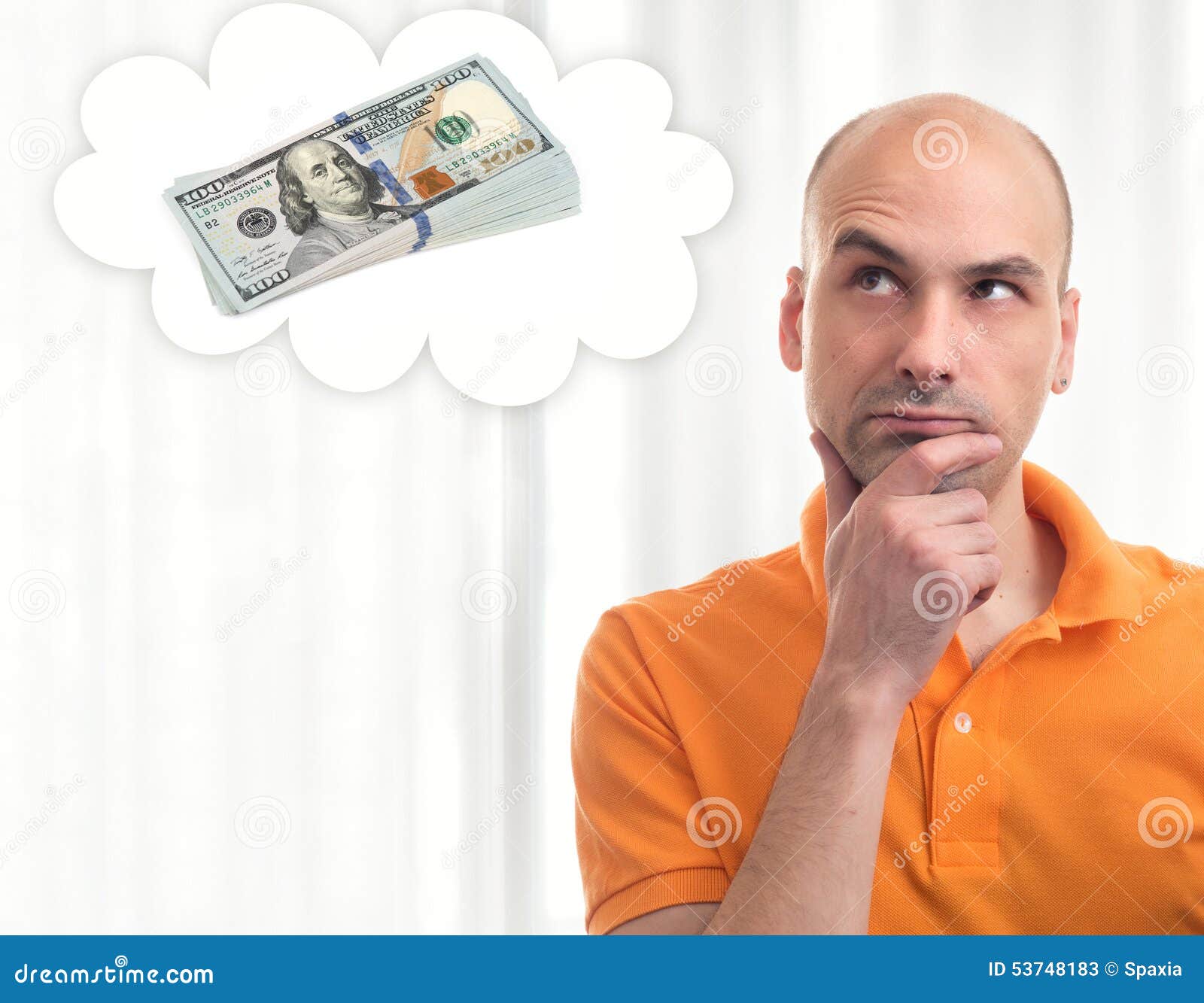 Man Thinking About Lot Of Money Stock Image Image Of Shirt Money