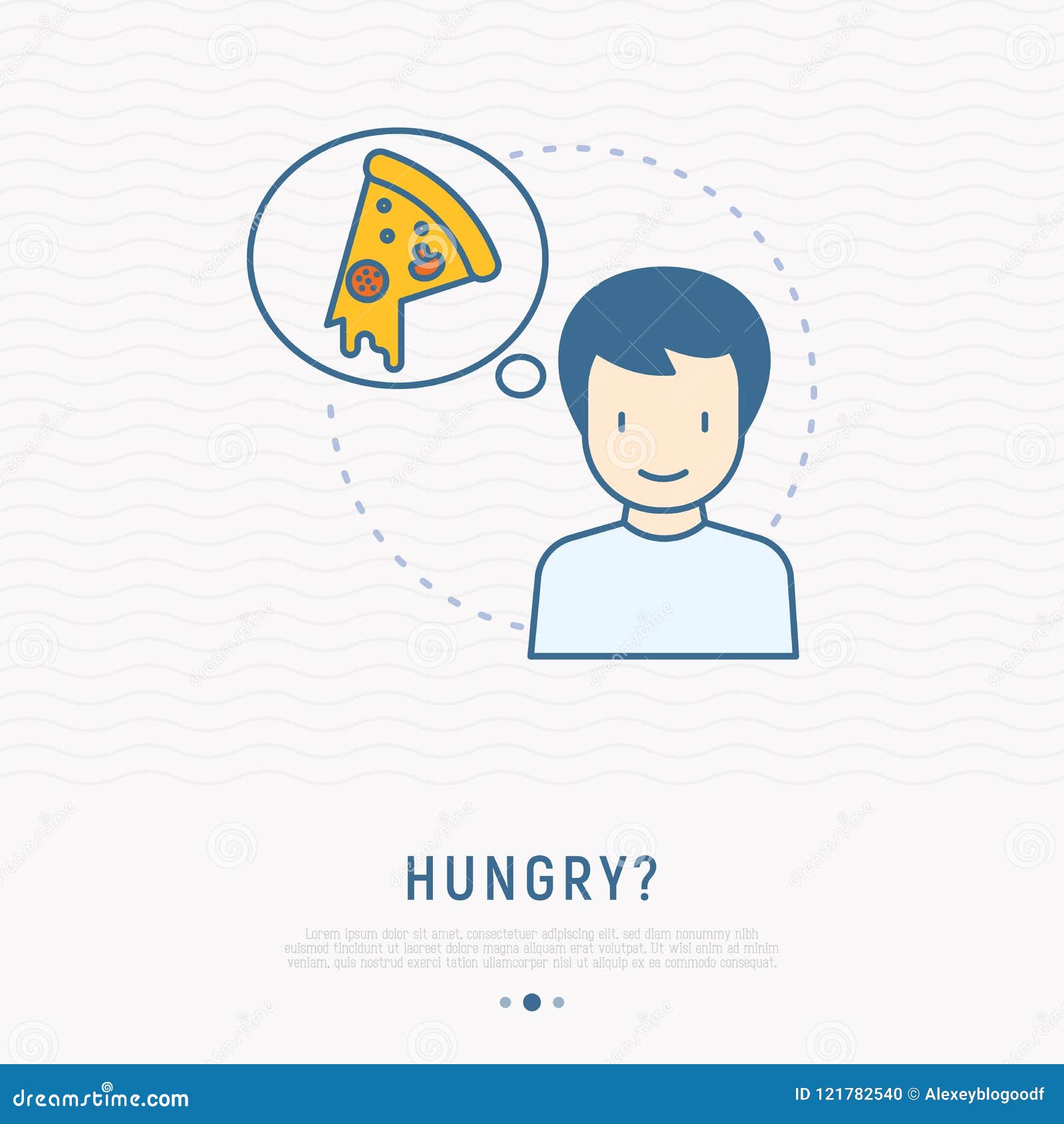 Man Thinking about Pizza Thin Line Icon Stock Vector Illustration of