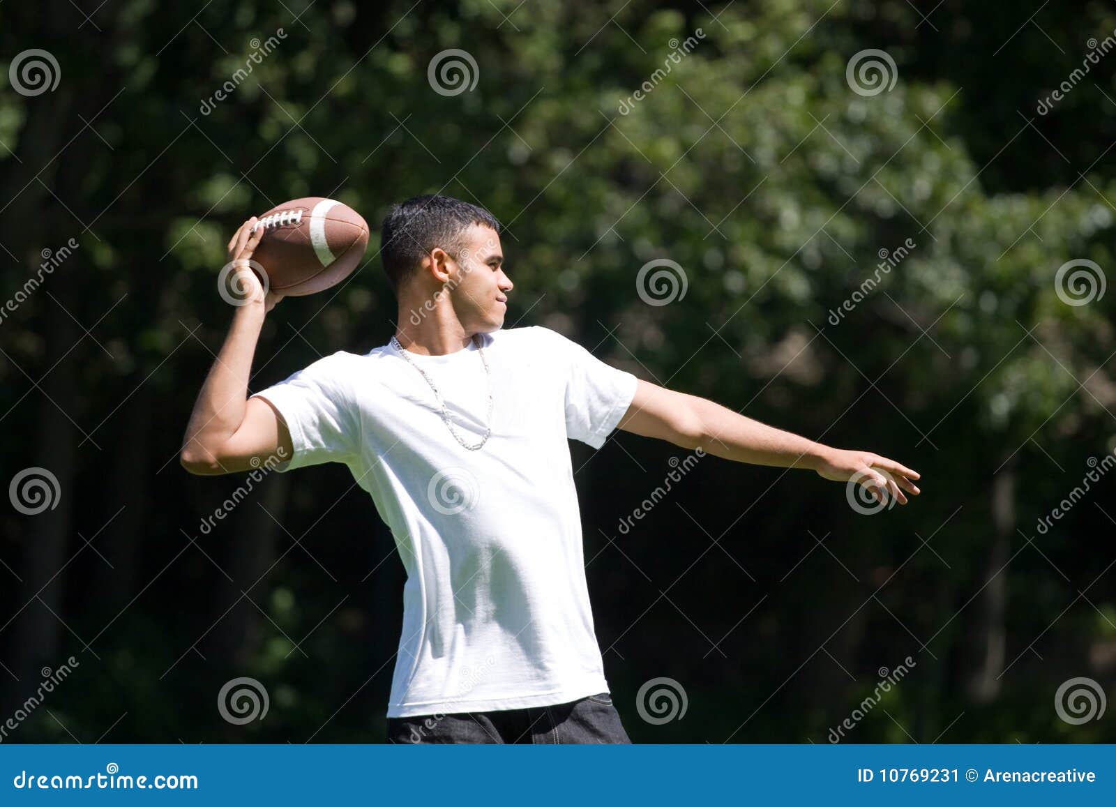 man throwing a football