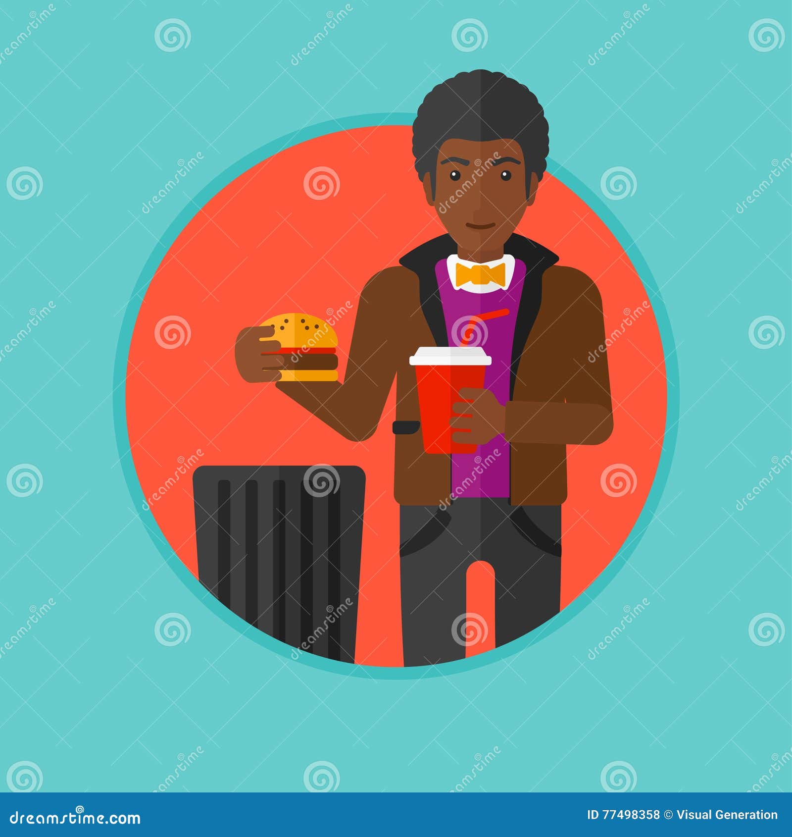 Man Throwing Junk Food Vector Illustration. Stock Vector Illustration of human, unhealthy