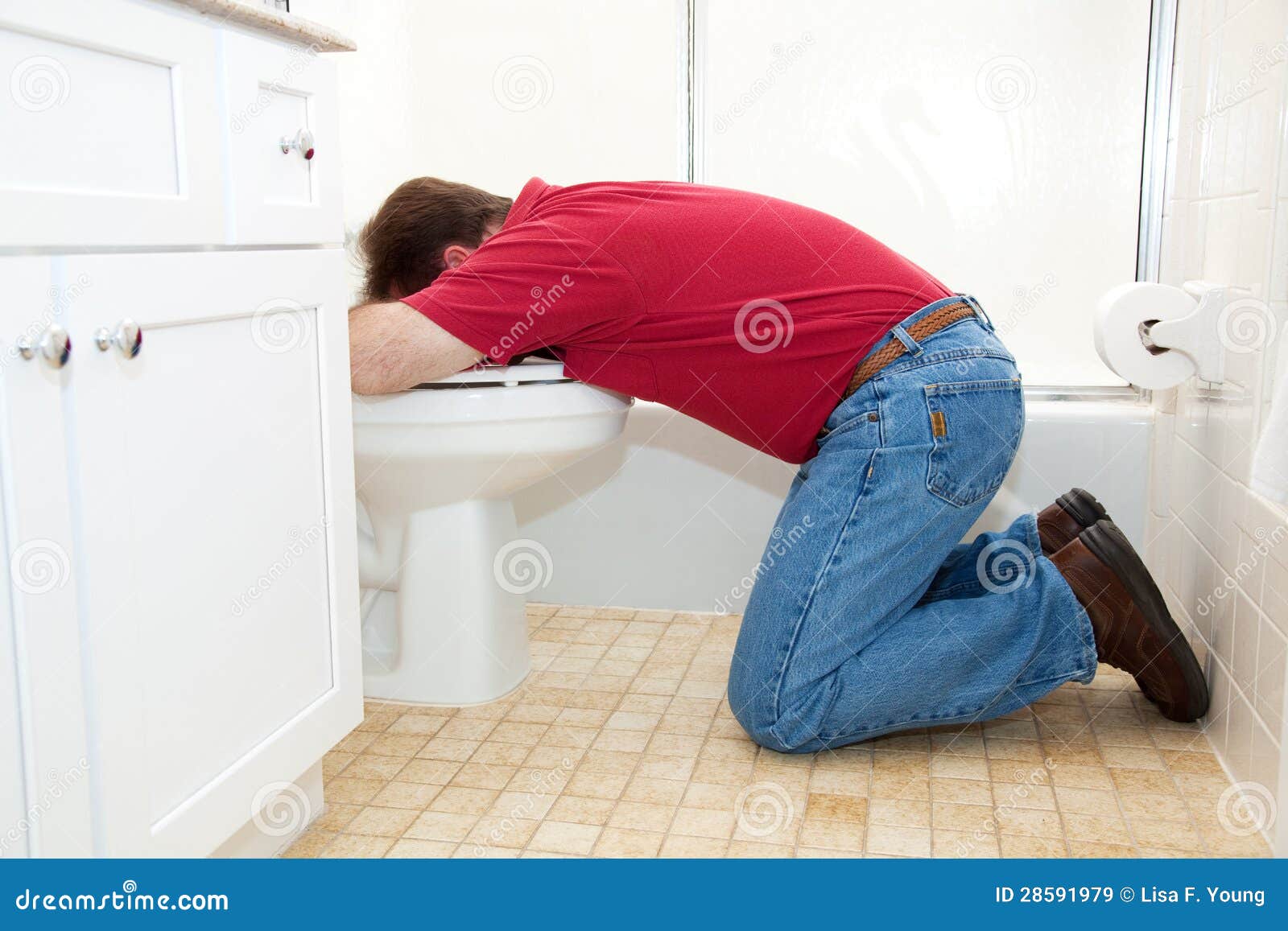 Man Throwing Up in Bathroom Stock Image - Image of nauseated ...