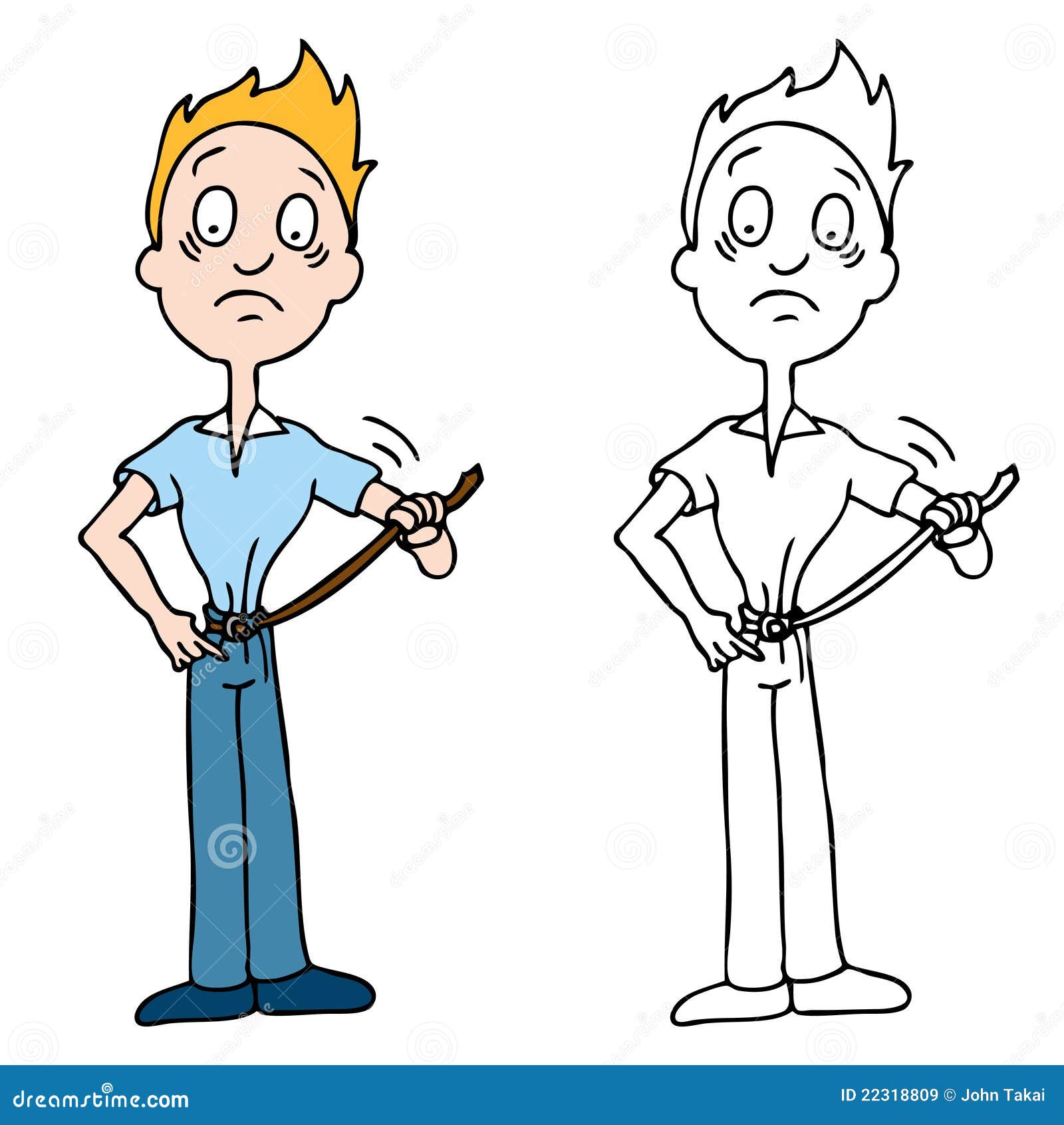 Man Tightening His Belt stock vector. Illustration of skinny 22318809