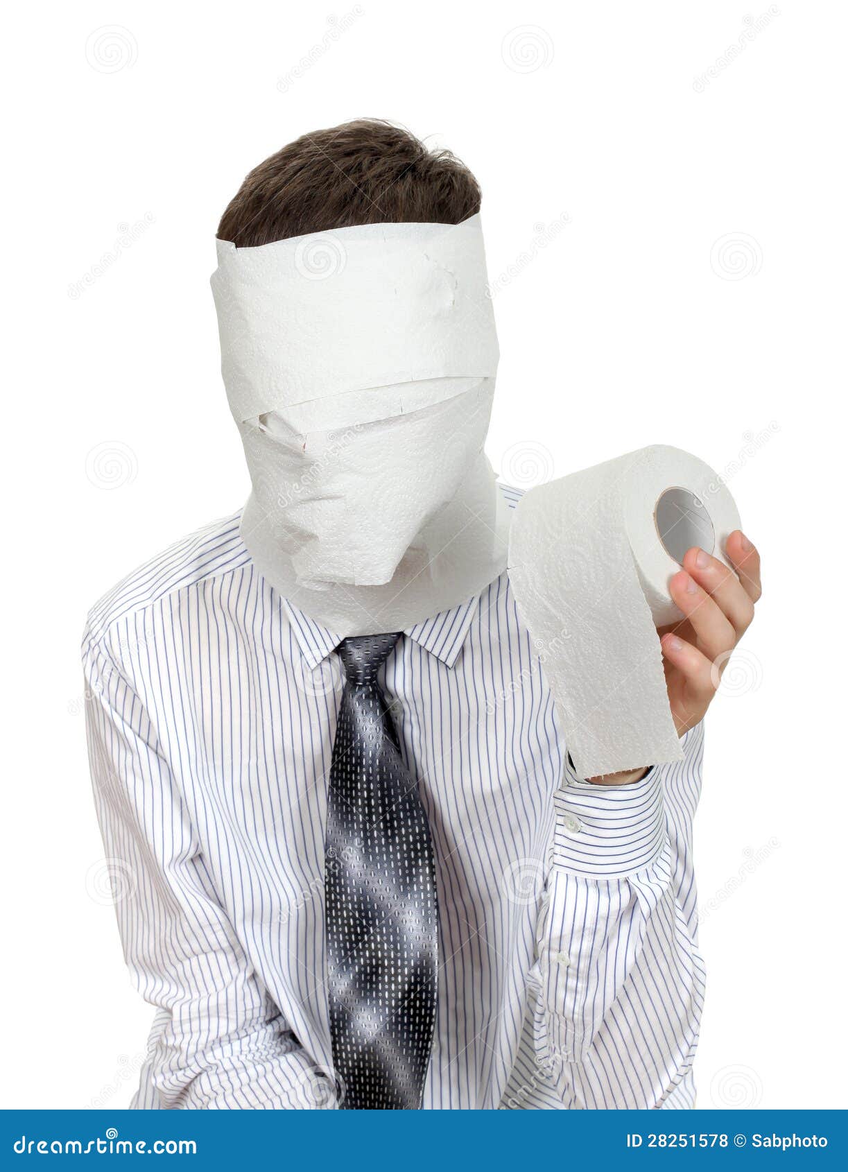 Man With Toilet Paper stock photo. Image of piece, head 28251578