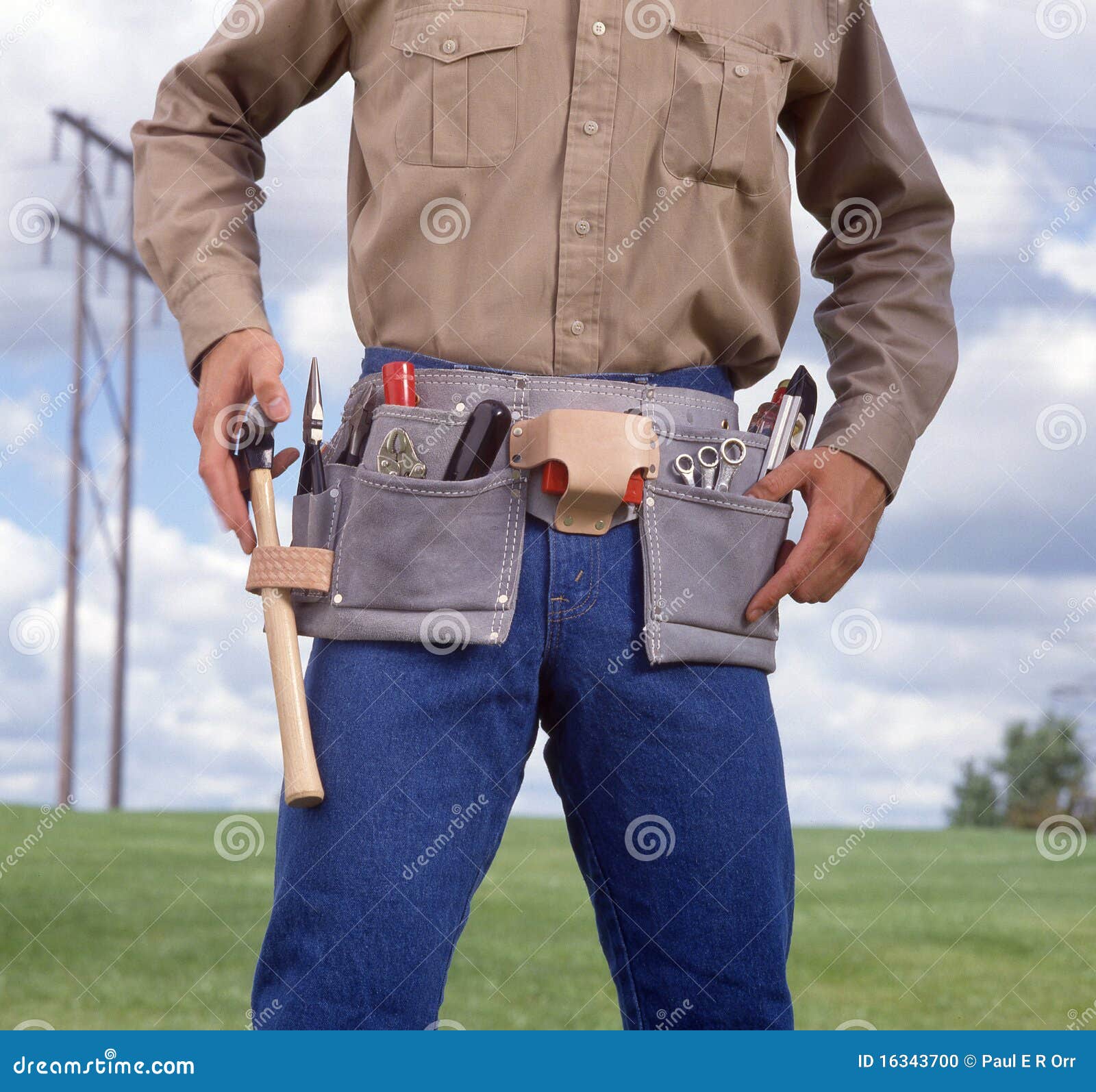 Man with tool belt stock photo. Image of labor, technician 16343700