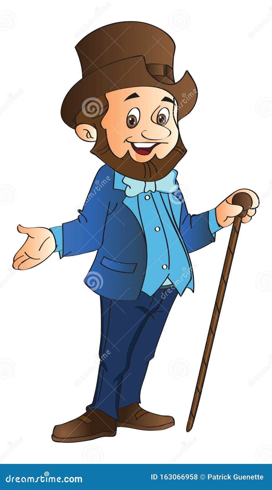 Man with Top Hat and Cane, Illustration Stock Vector Illustration of