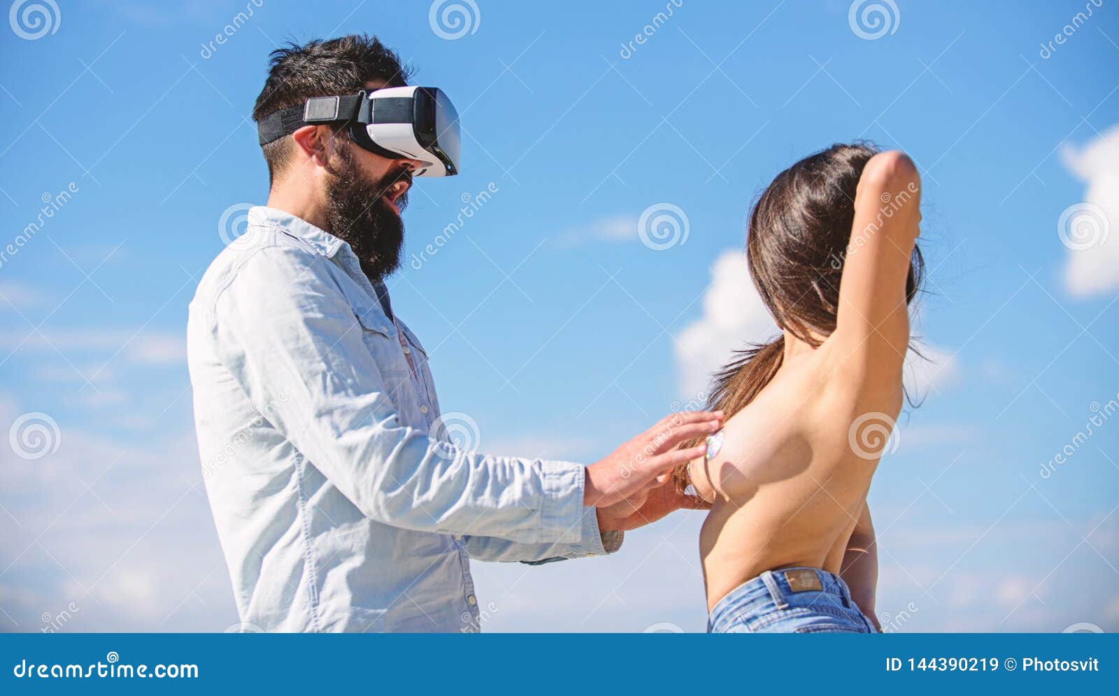 Man Touch Naked Erotic Breasts Virtual Girl. Explore Cybersex. Play Virtual  Sex Game. Intimate Sensation Concept Stock Image - Image of lover, breasts:  144390219