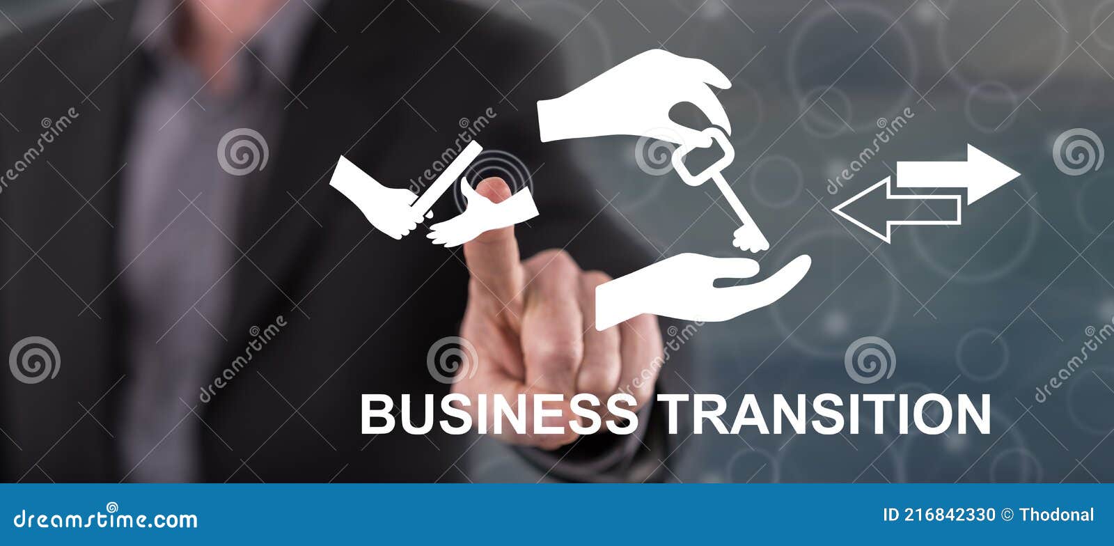 man touching a business transition concept