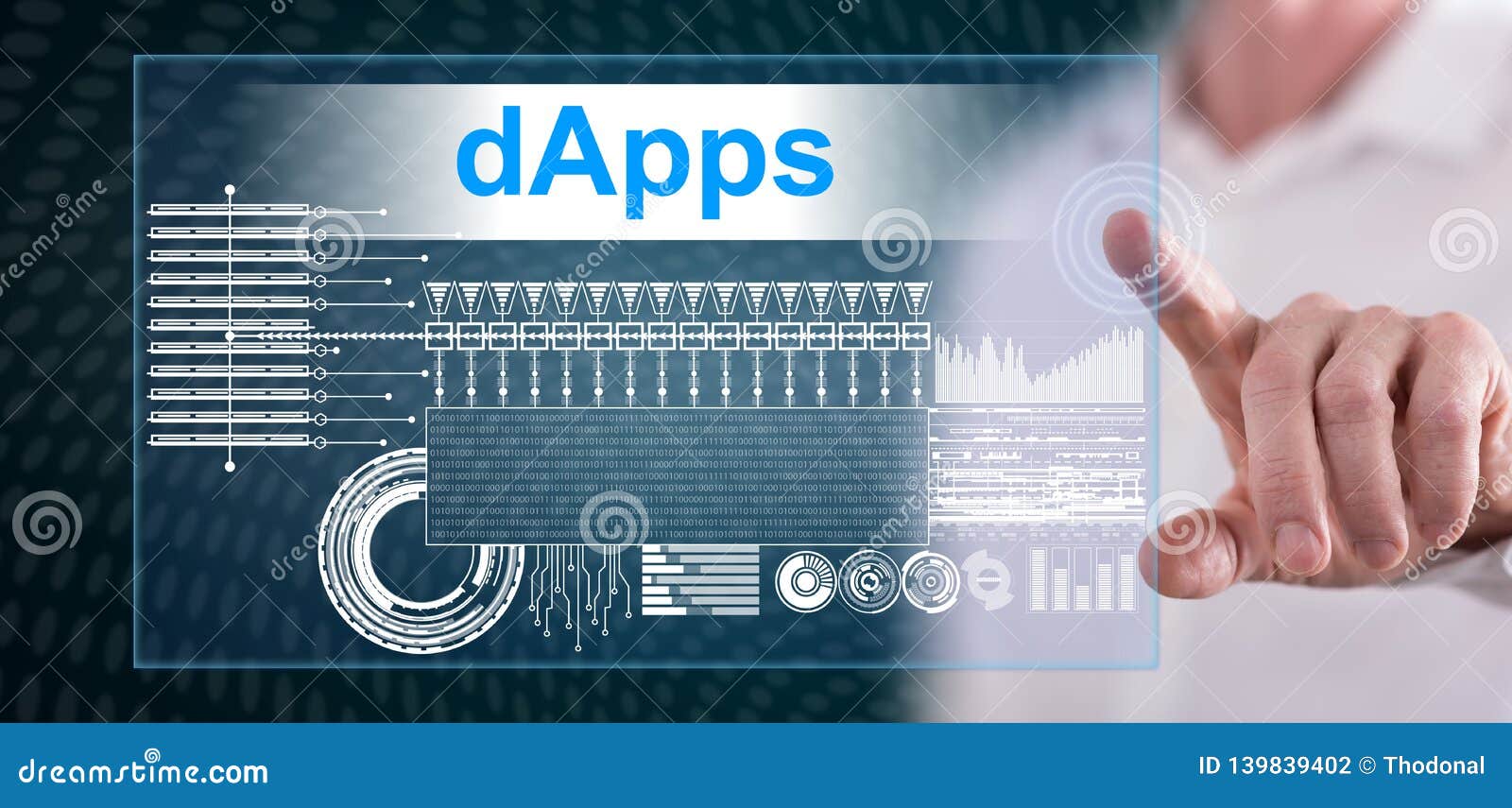 man touching a dapps concept