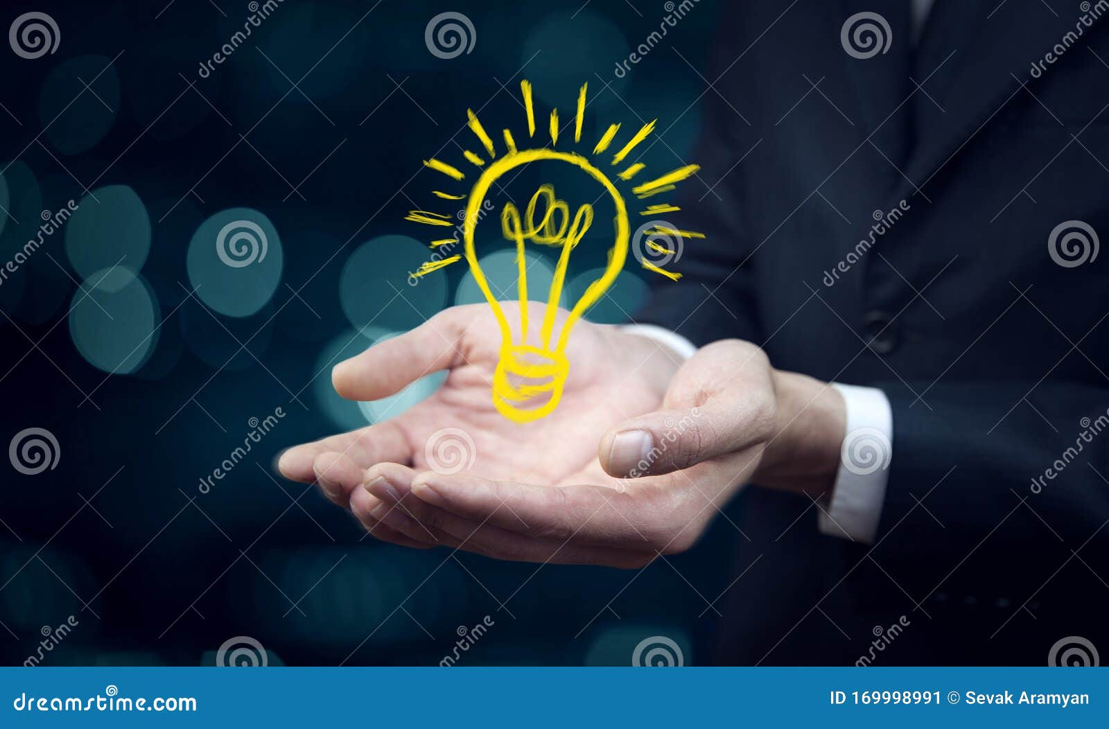 Download Man Touching E Light Bulb On Screen Stock Image Image Of Sign Human 169998991