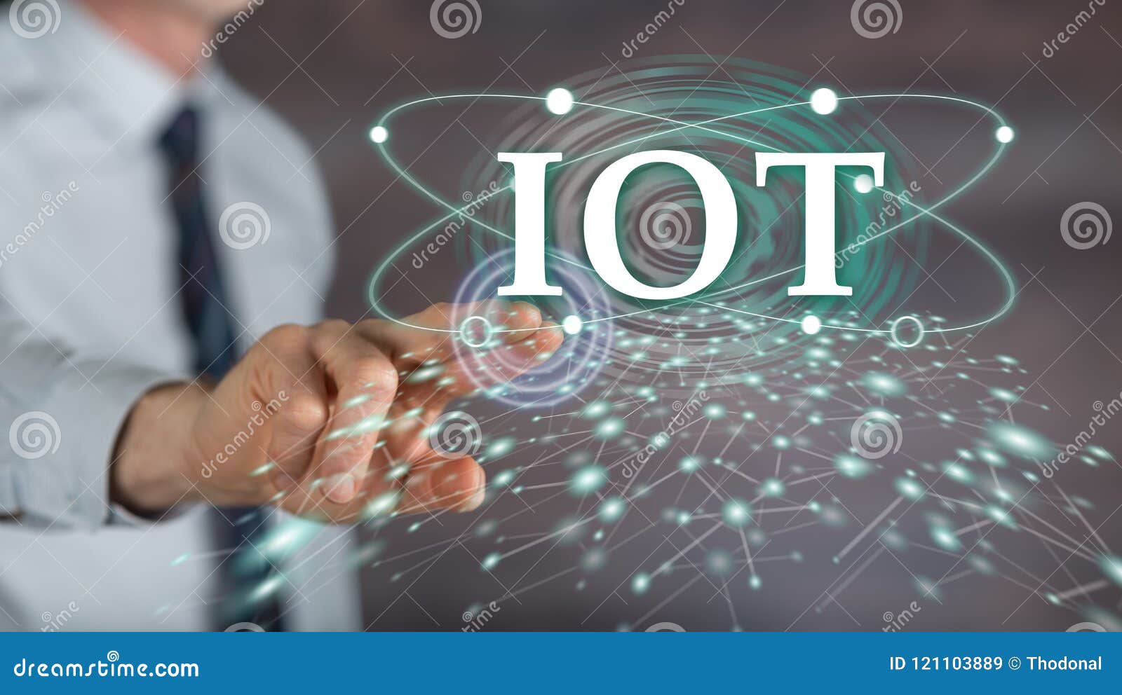 Man Touching an Iot Concept Stock Image - Image of cloud, connected ...