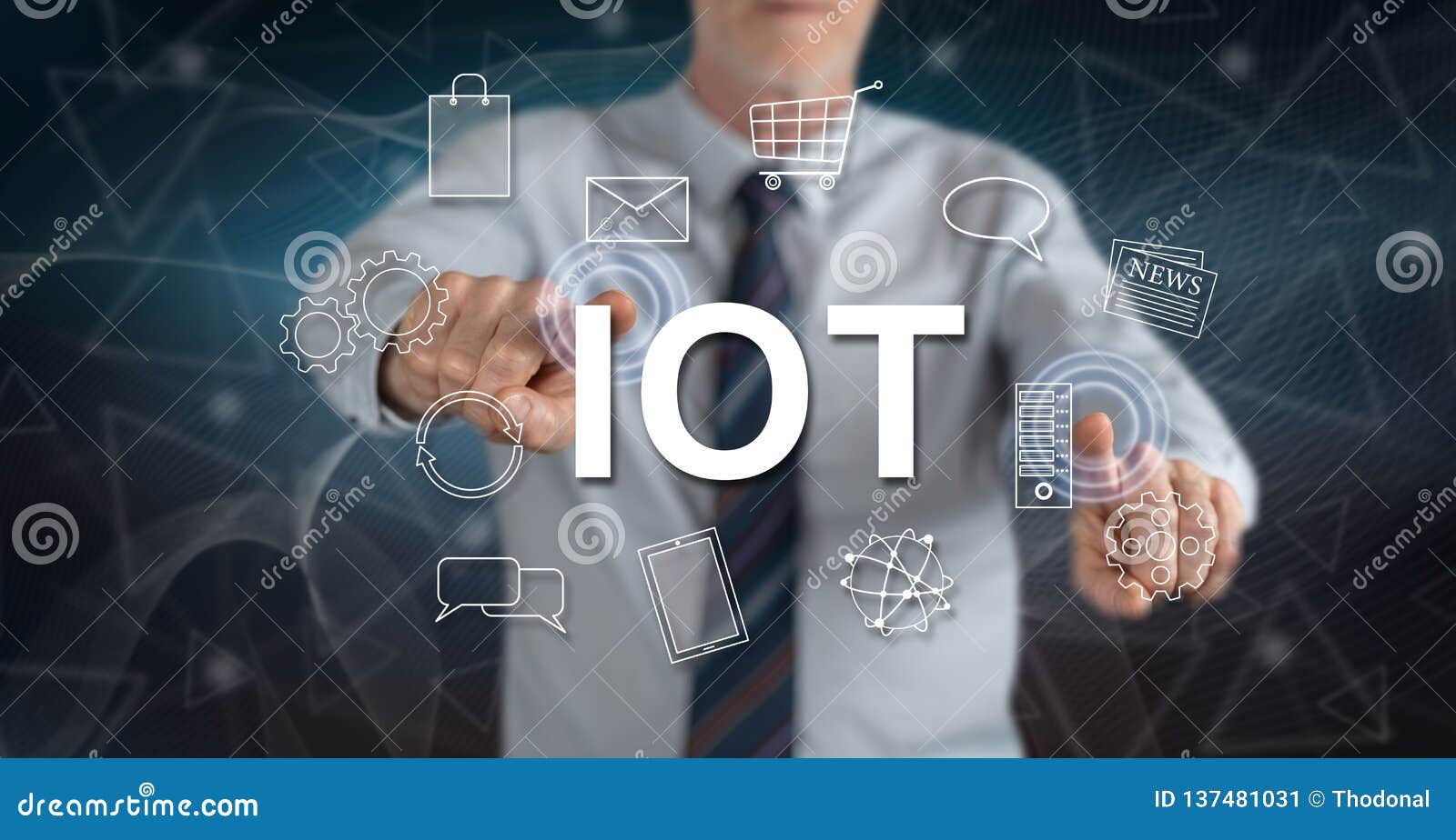 Man Touching an Iot Concept Stock Image - Image of technology ...