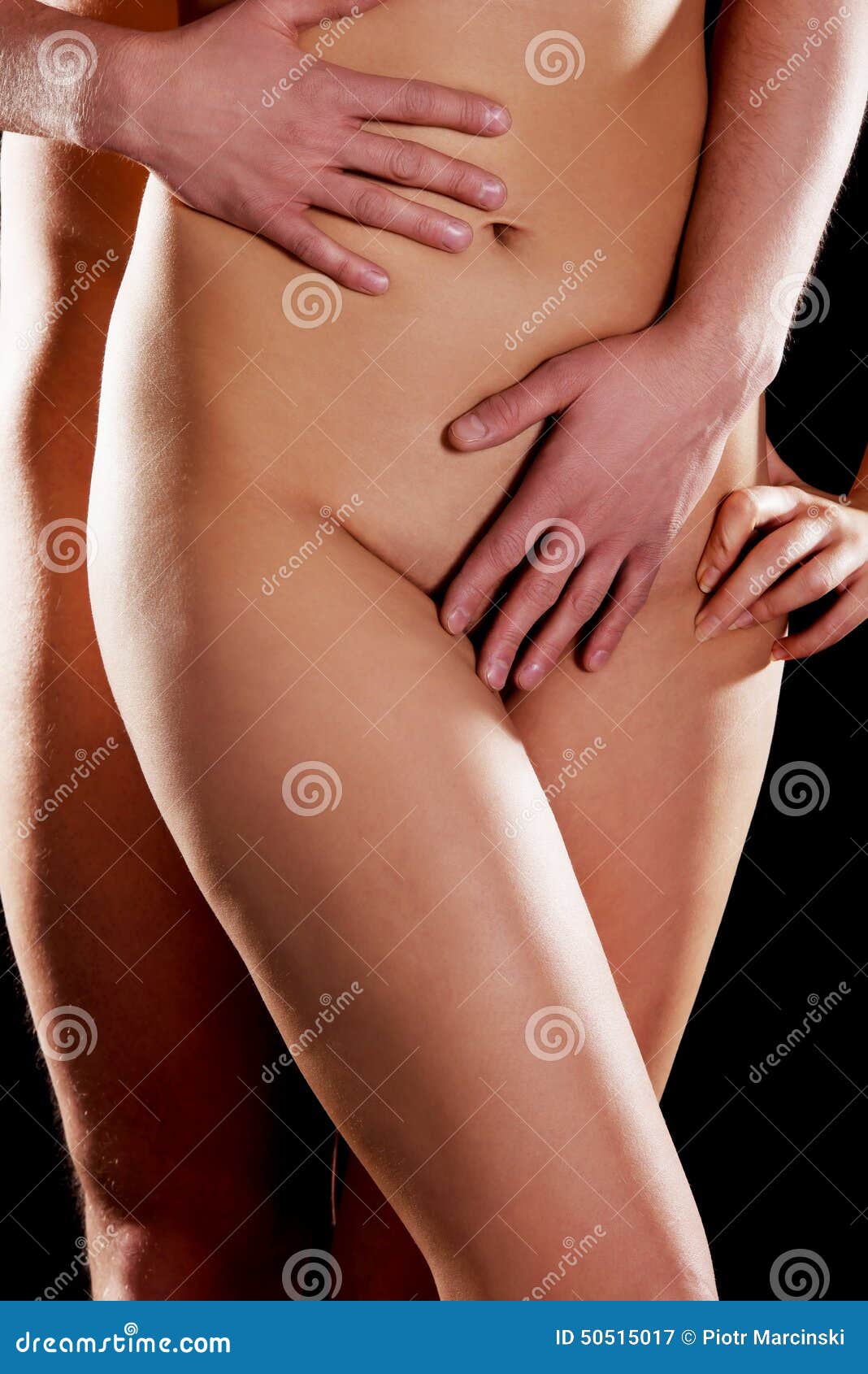 Naked woman touching woman