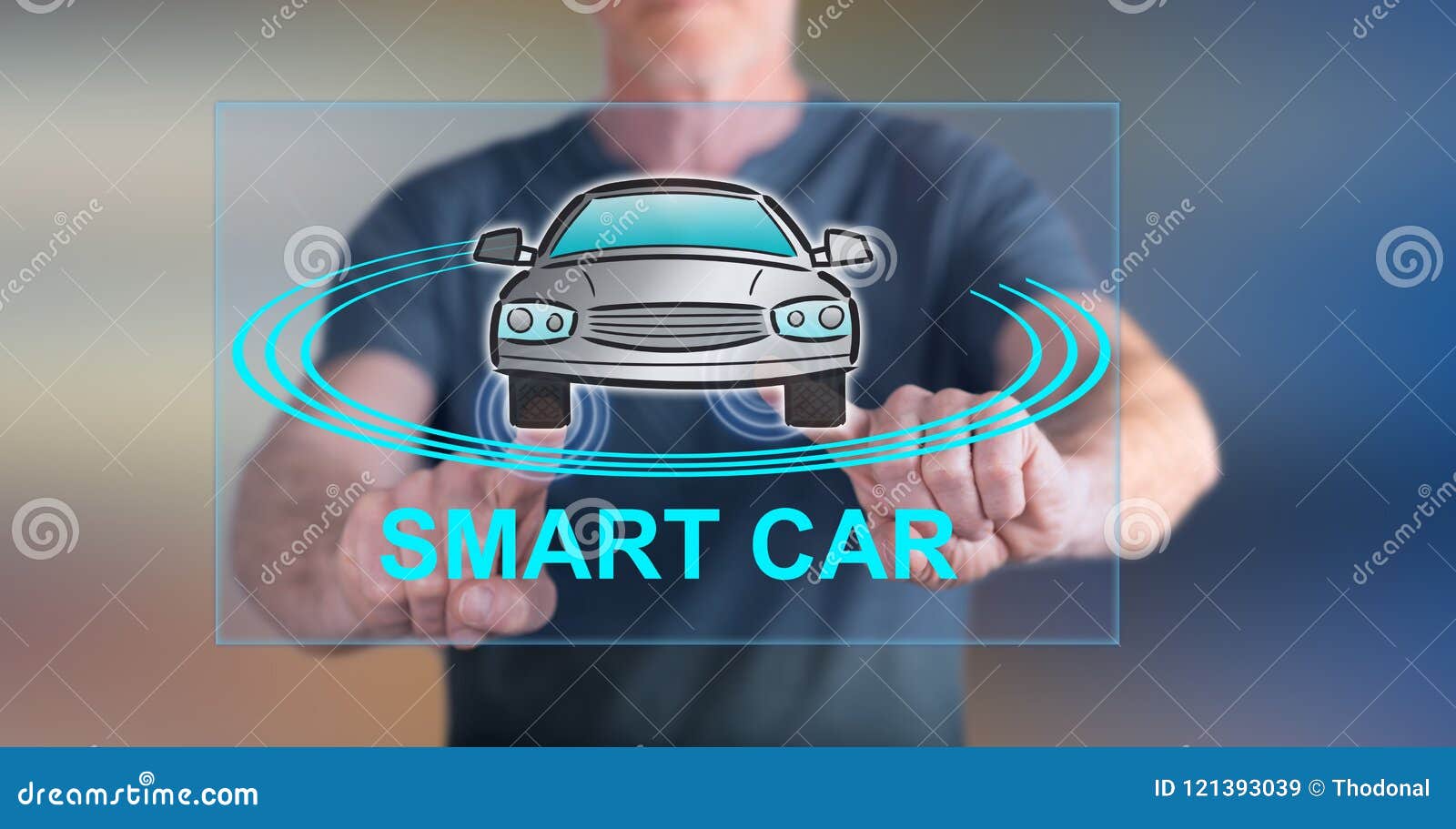 Man Touching a Smart Car Concept Stock Image - Image of auto, touch ...