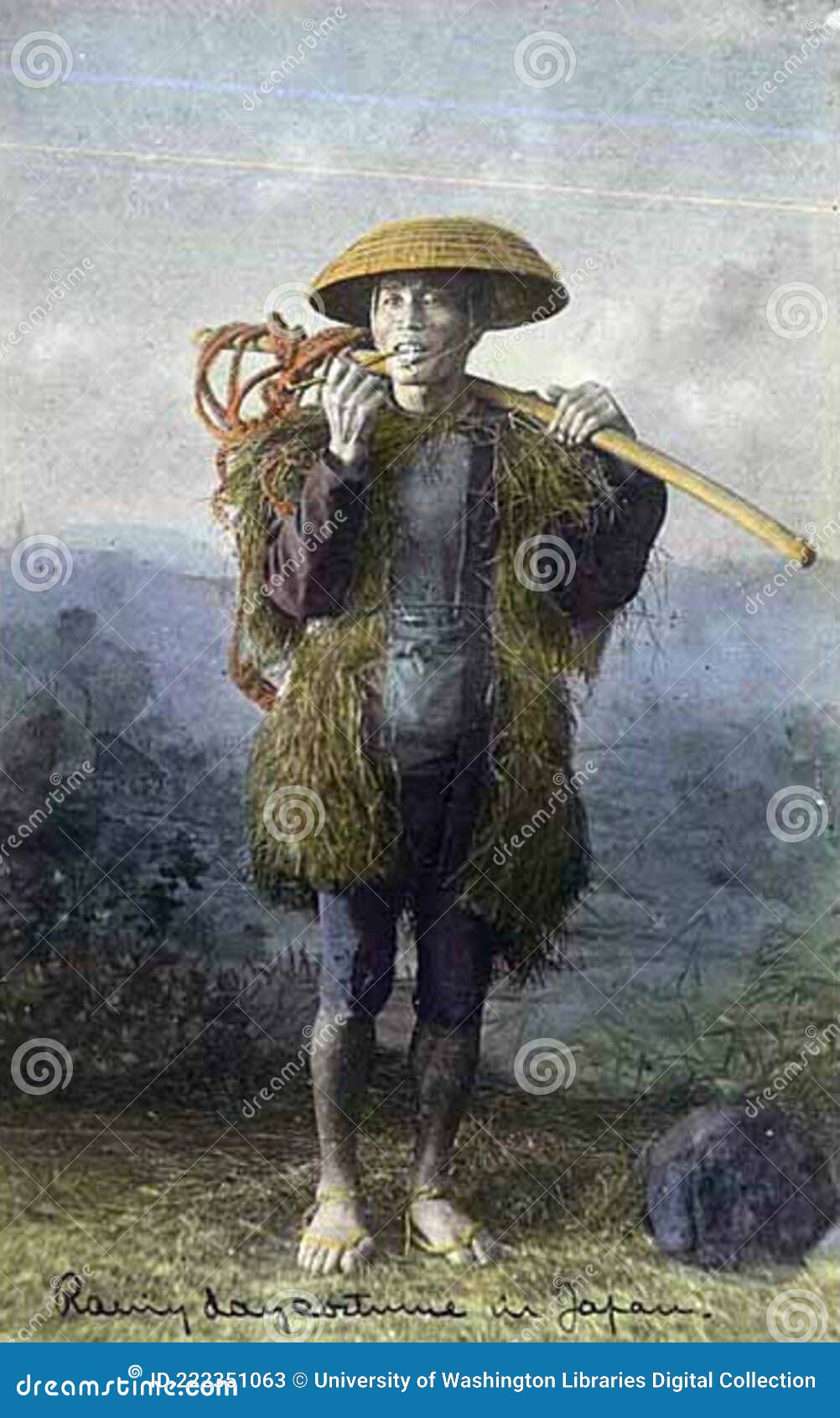 Man In Traditional Straw Raincoat, Japan Picture. Image 222351063