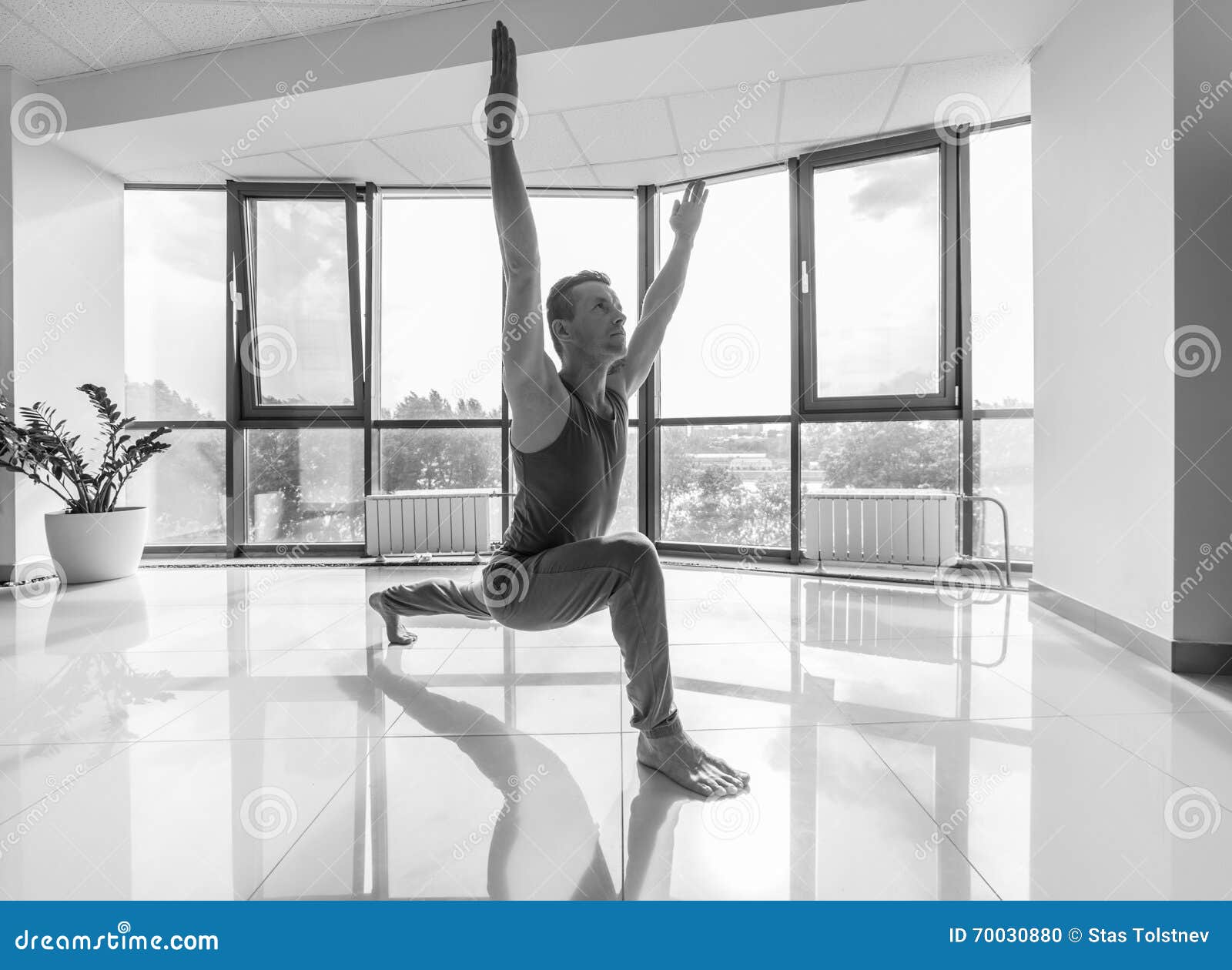 Man Training Yoga at the Gym Stock Photo Image of studio, male 70030880