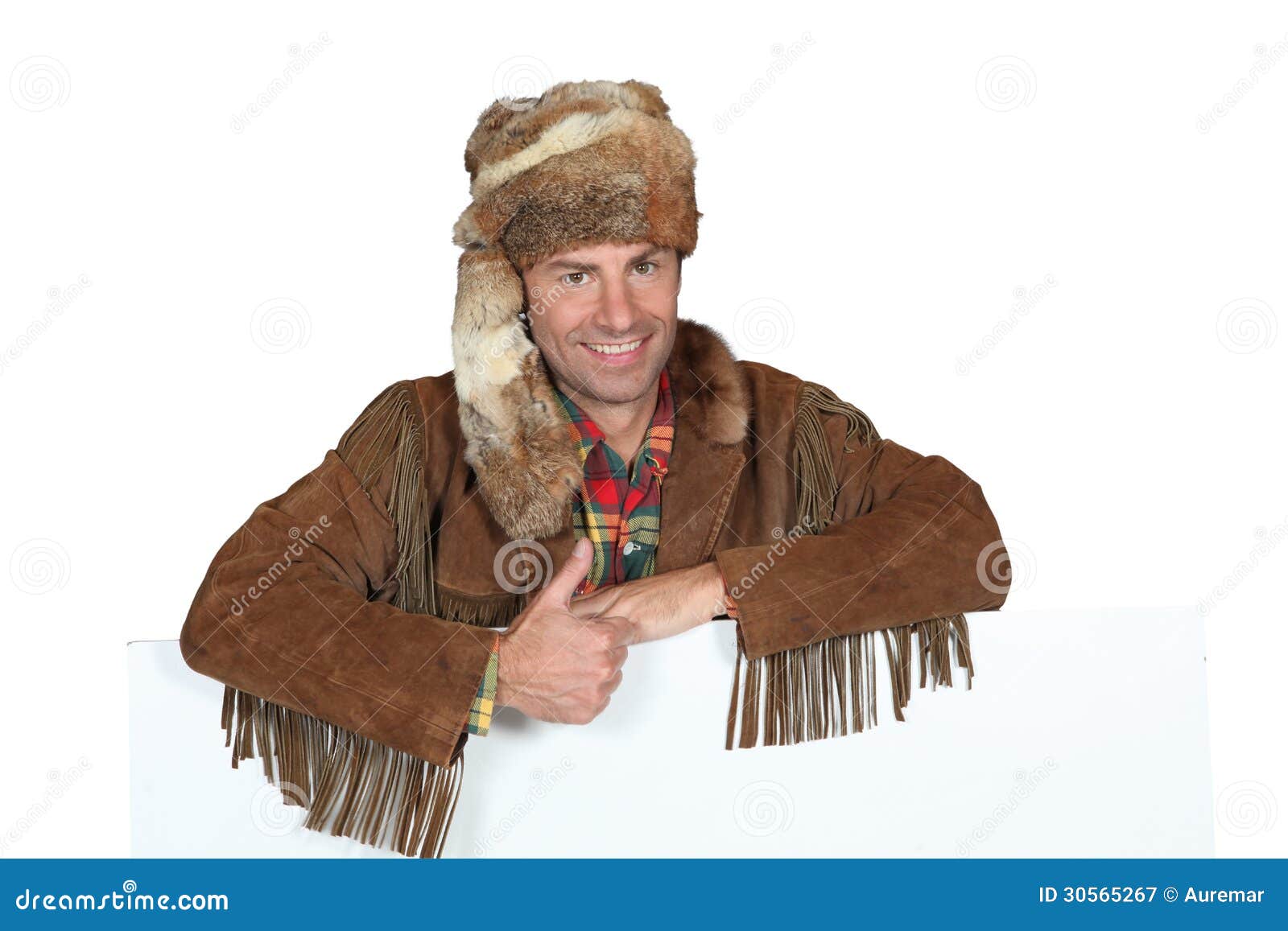 man in trapper costume