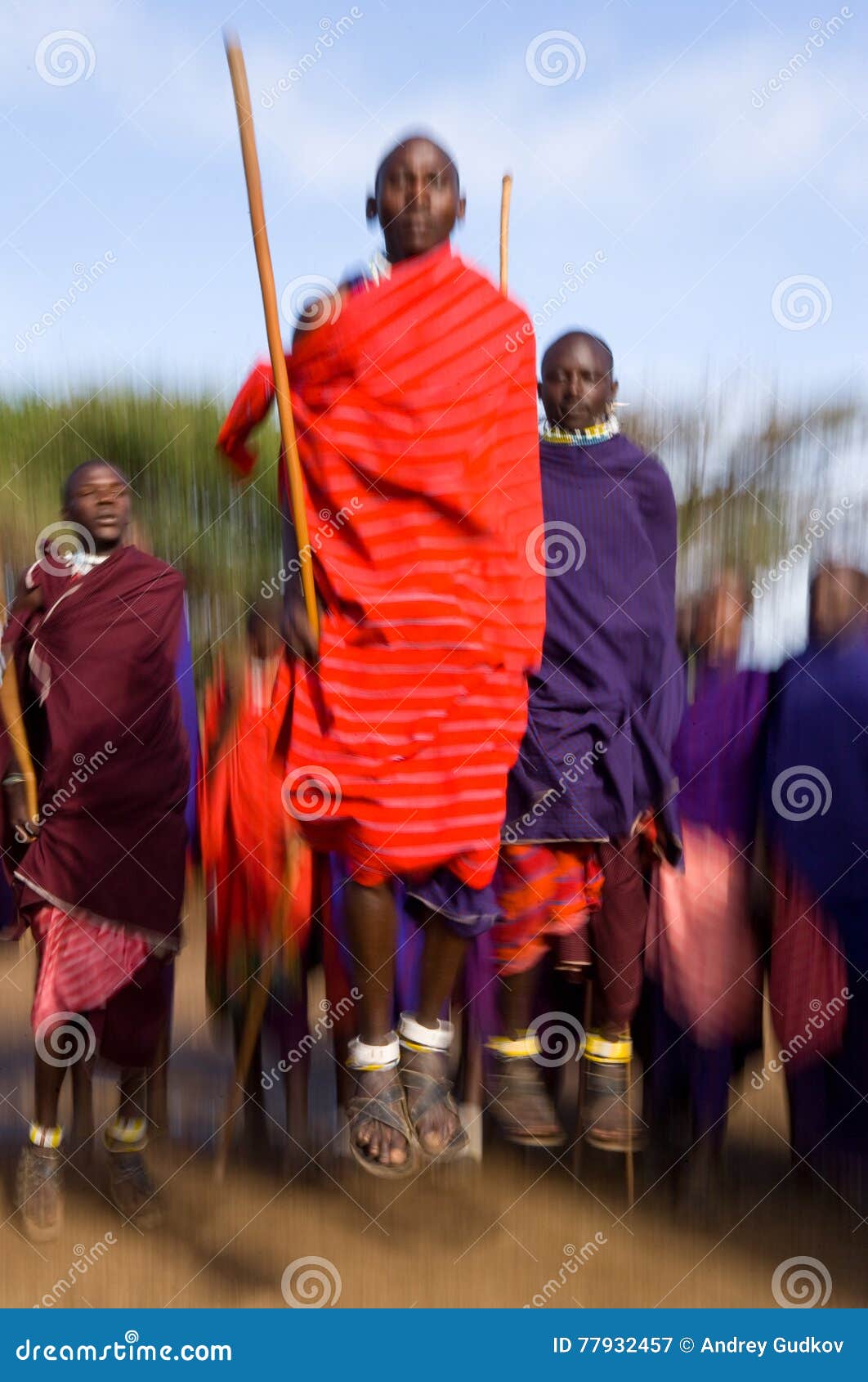 The Man of a Tribe Masai Shows Ritual Jumps. Editorial Photography ...