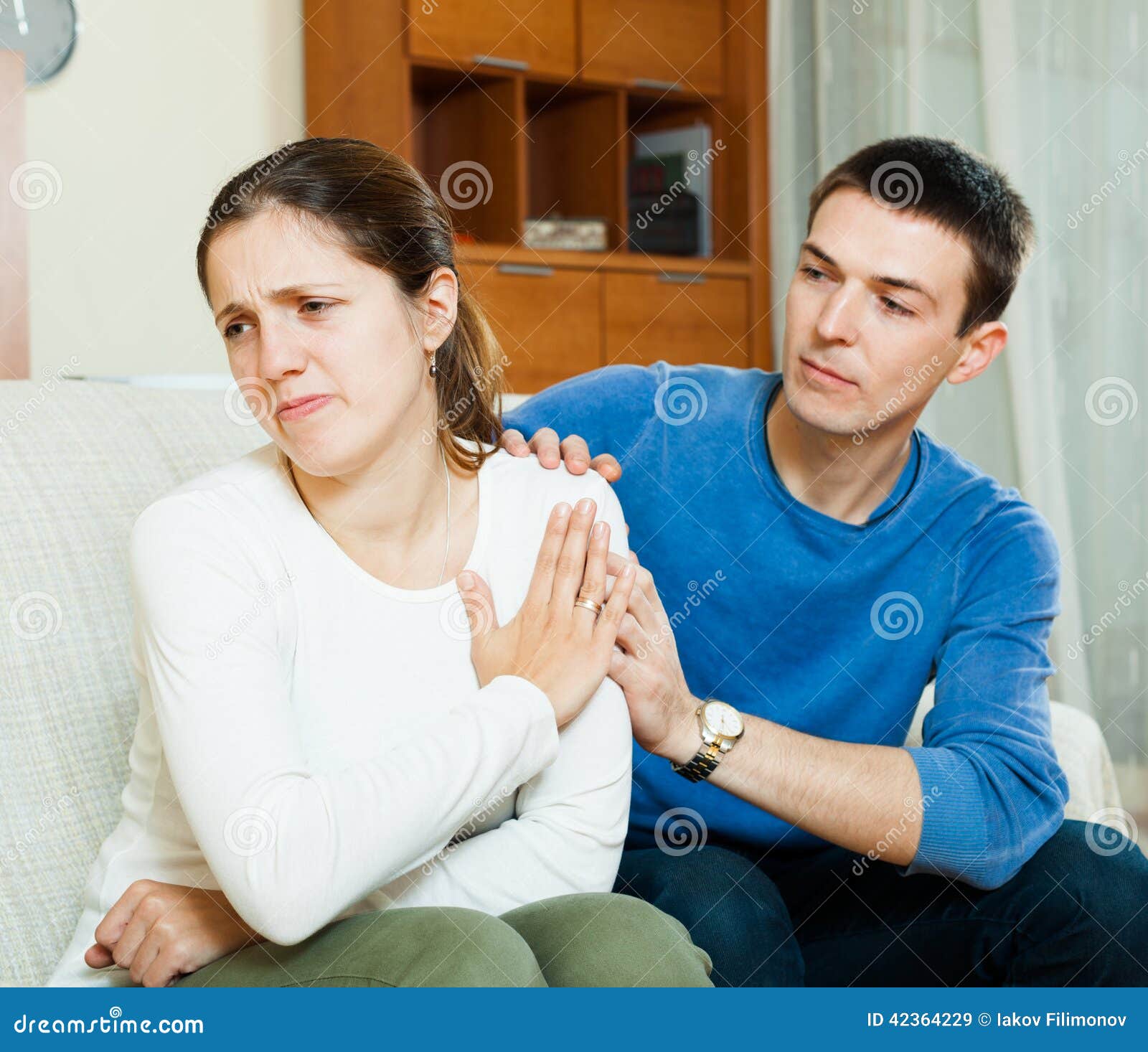 Man Tries Reconcile with Woman Stock Image - Image of face, fracas ...