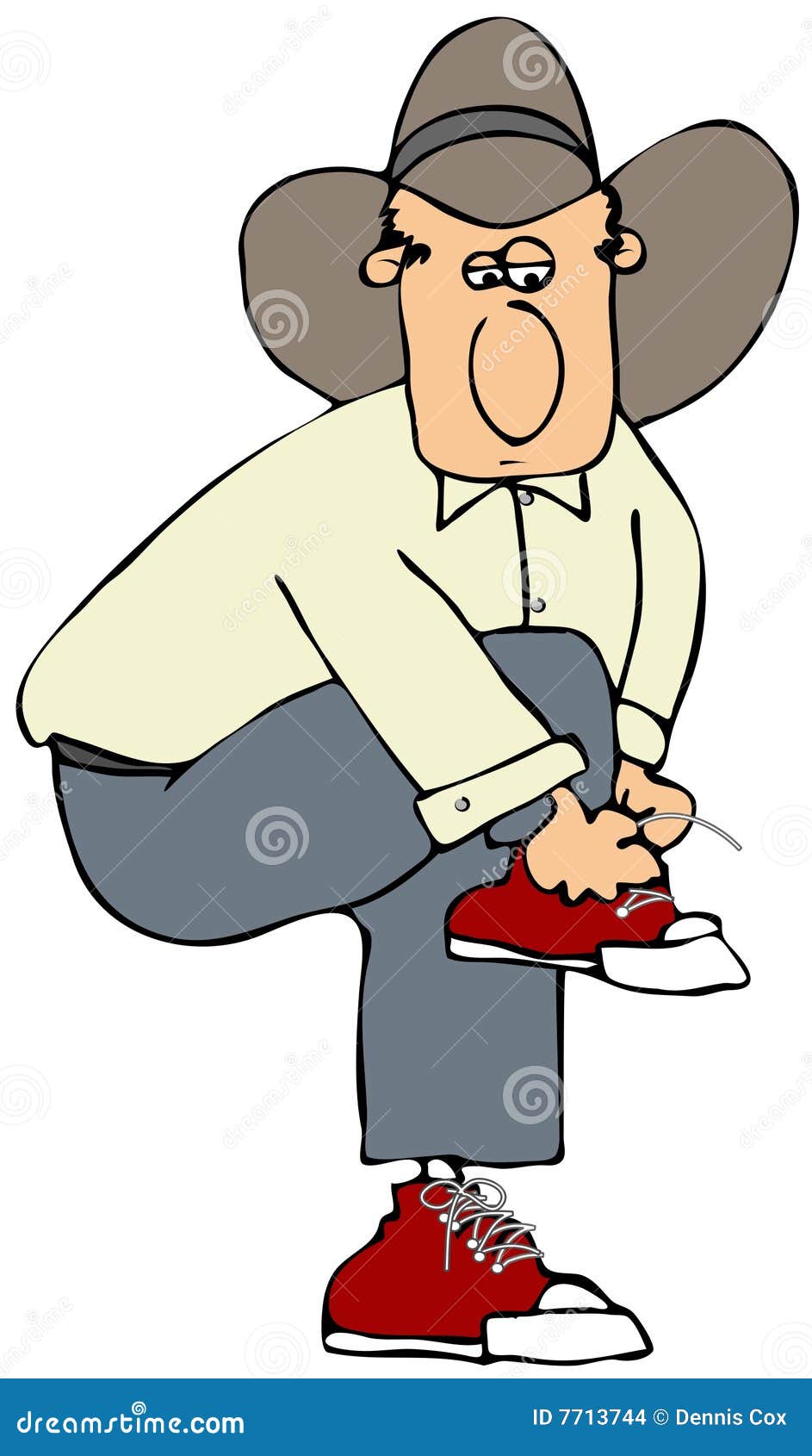 Man Tying His Shoelaces stock illustration. Illustration of male 7713744