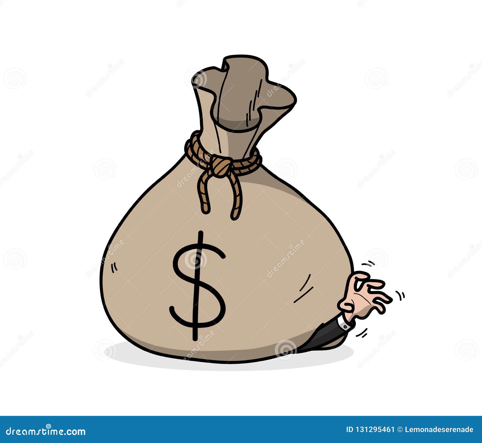 Man Under a Huge Money Bag with Dollar Symbol Stock Vector ...
