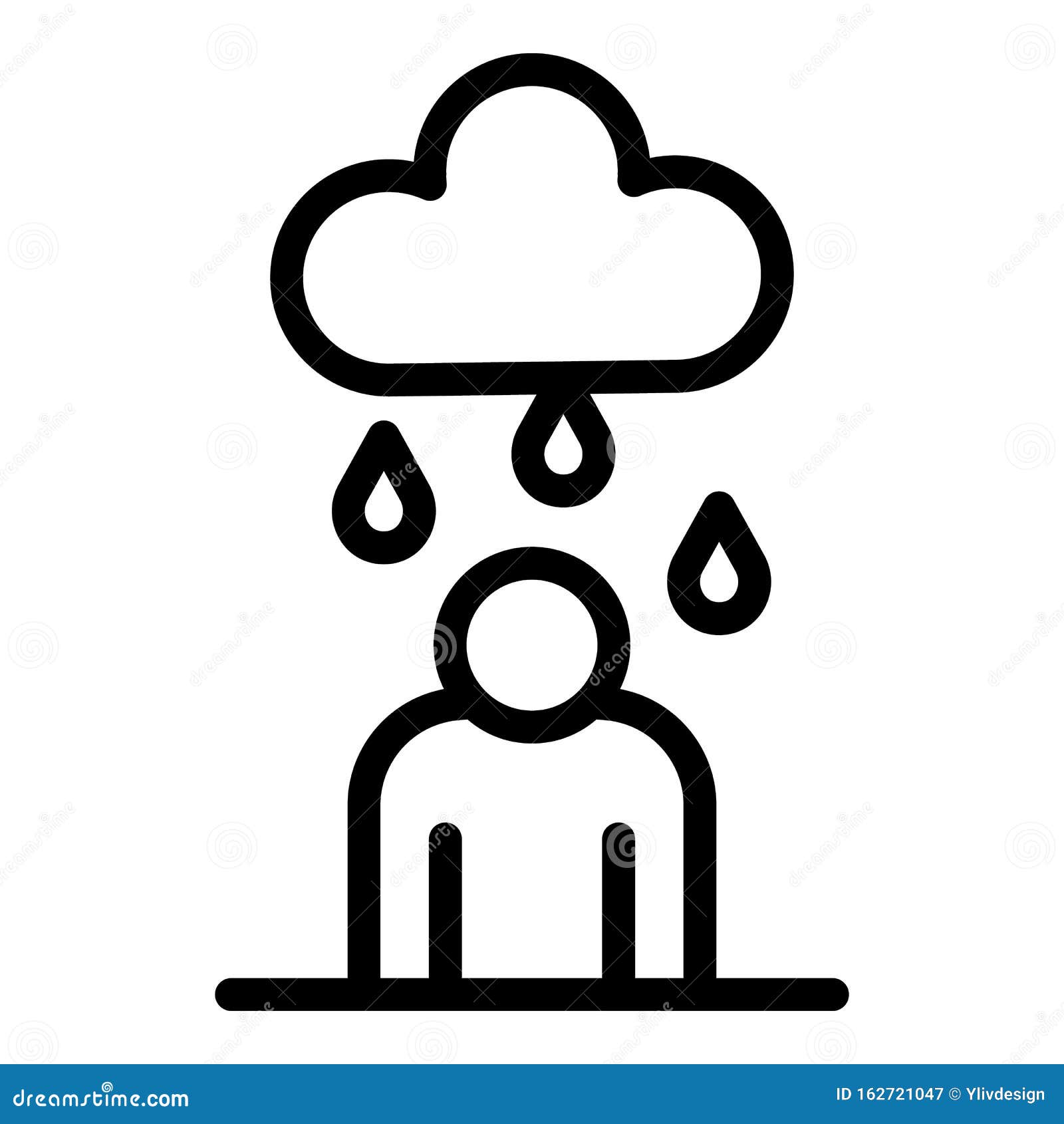 Man Under Rain Icon, Outline Style Stock Vector - Illustration of ...