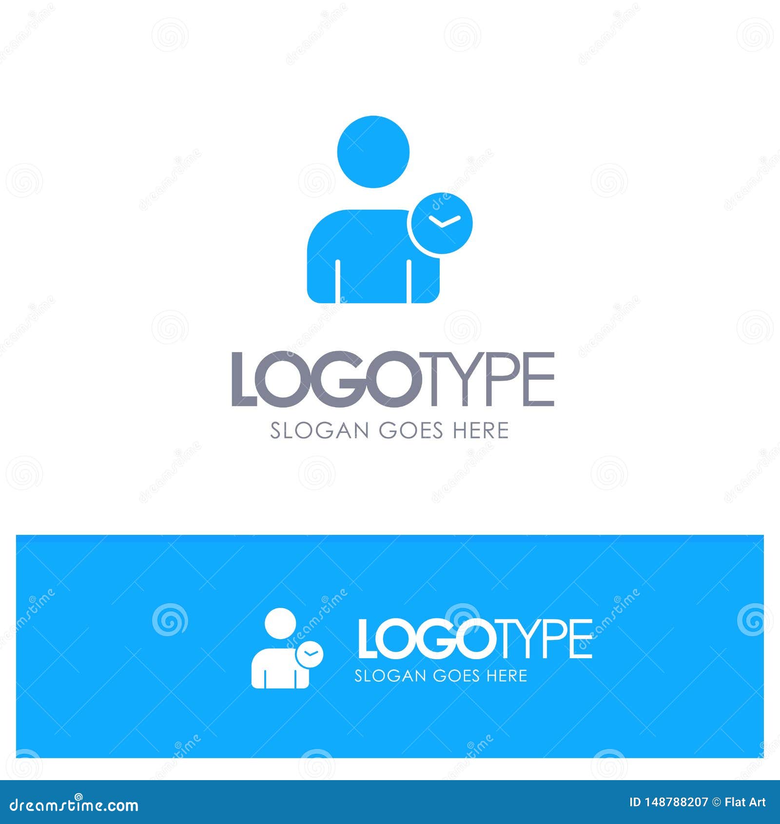 man, user, time, basic blue solid logo with place for tagline