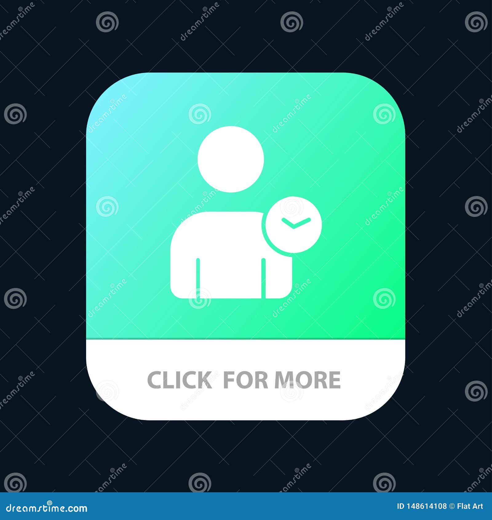 man, user, time, basic mobile app button. android and ios glyph version