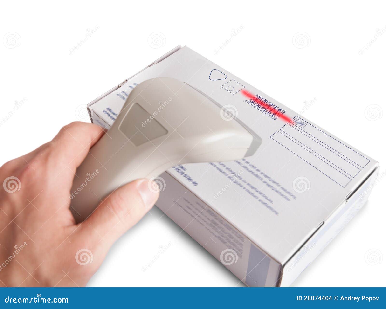 Man Using a Barcode Scanner Stock Photo Image of pink, highlighted