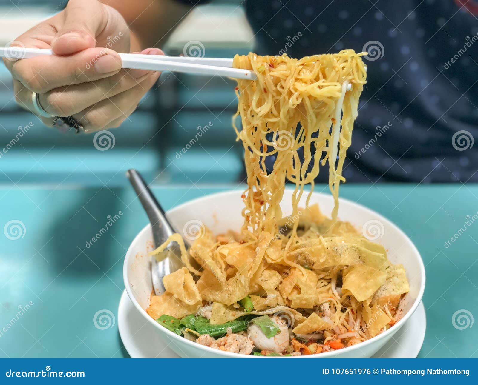 Man Using Chopstick Eating Noodle Stock Photo Image of background