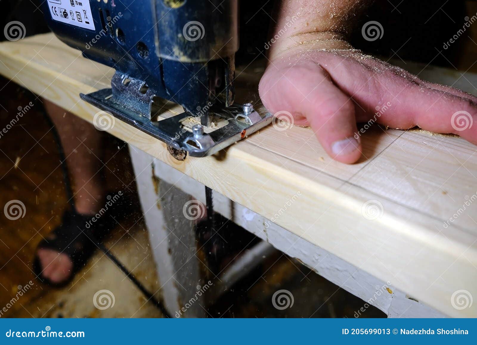 Man using jigsaw stock image. Image of carpenter, caucasian 205699013