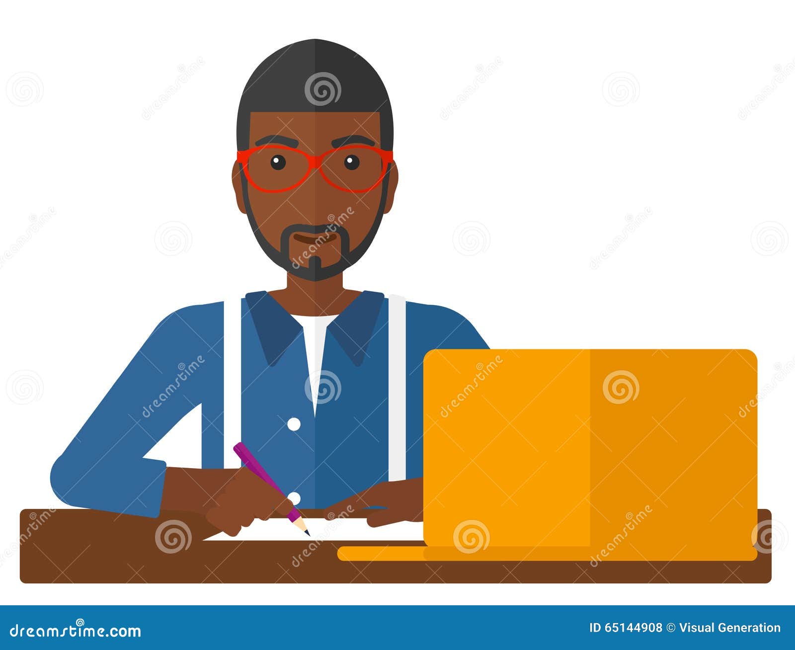 Man Using Laptop for Education Stock Vector - Illustration of ...