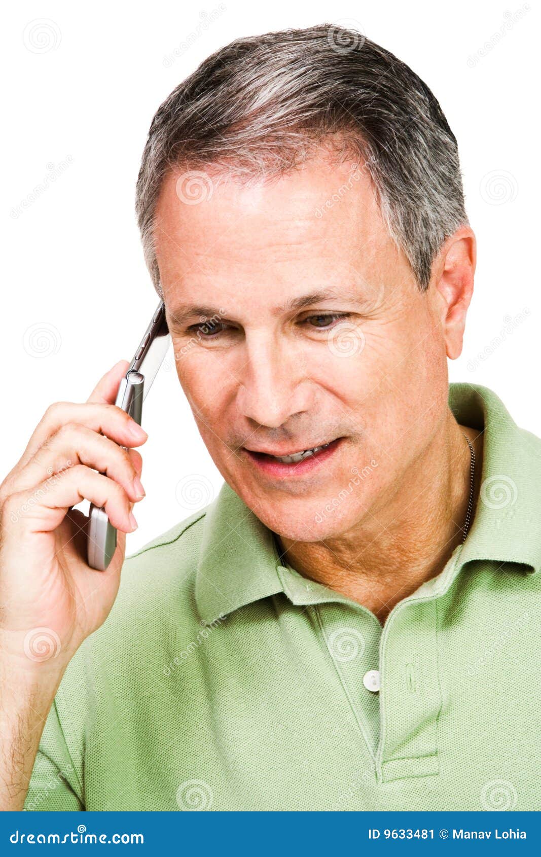 Man using a mobile phone isolated over white