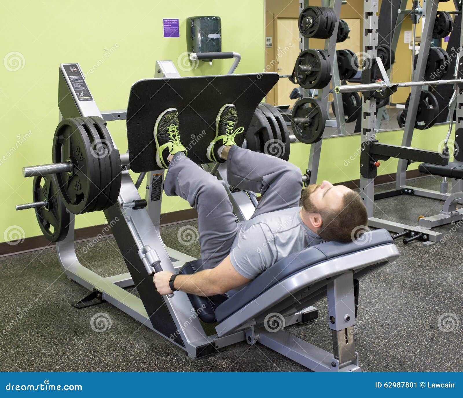 Man Using Plate Loaded Leg Press Stock Image Image of hair, center