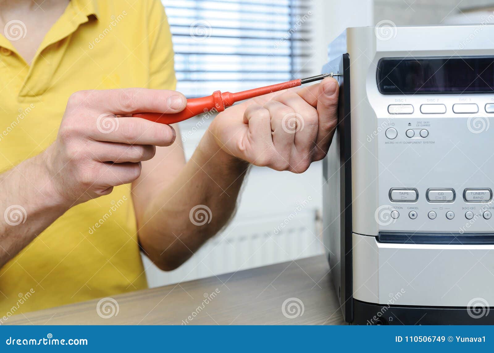 Repair of the Musical System. Stock Image Image of sound