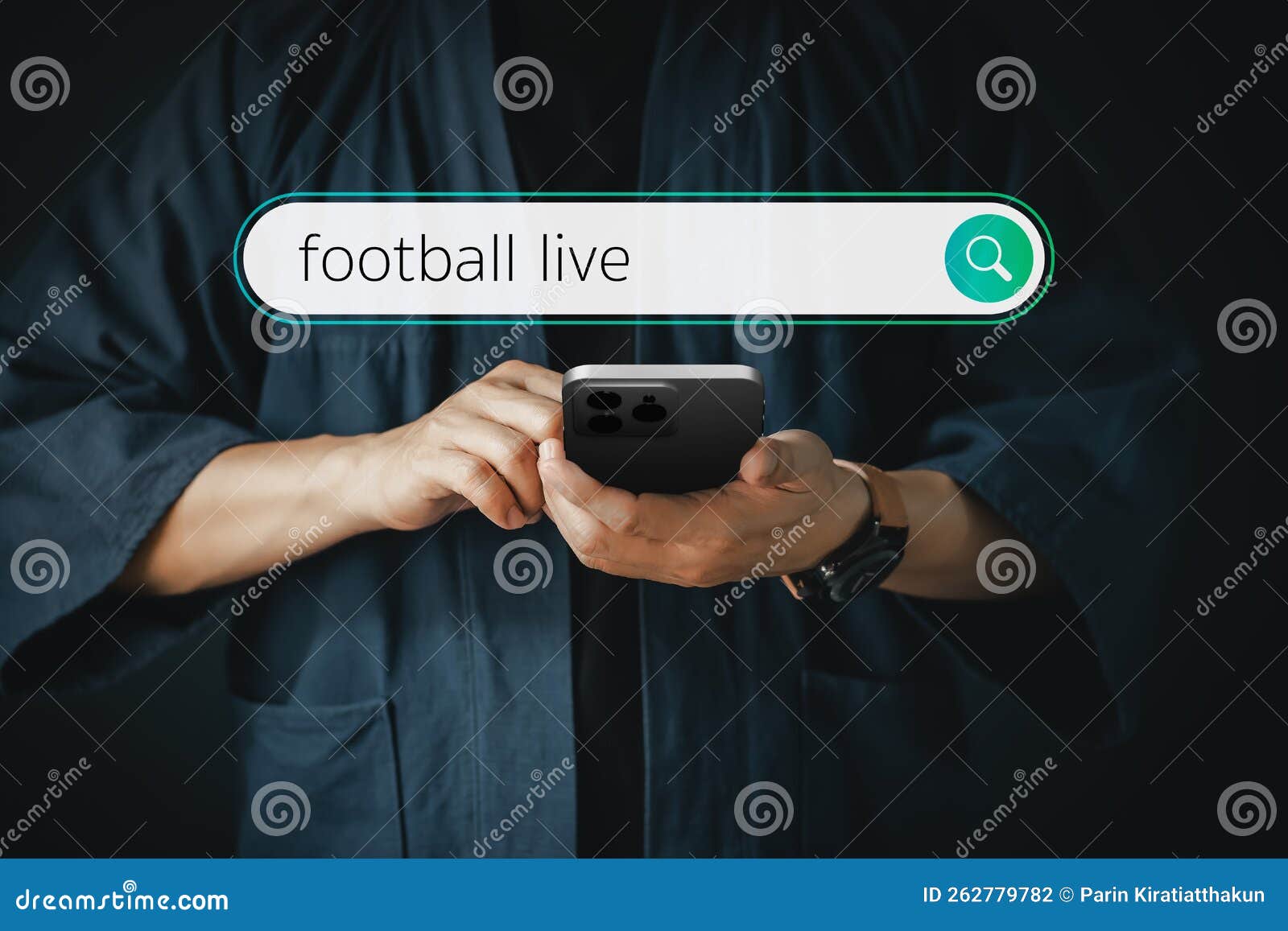Man Using a Smartphone in the Room for Searching Football Live on Internet