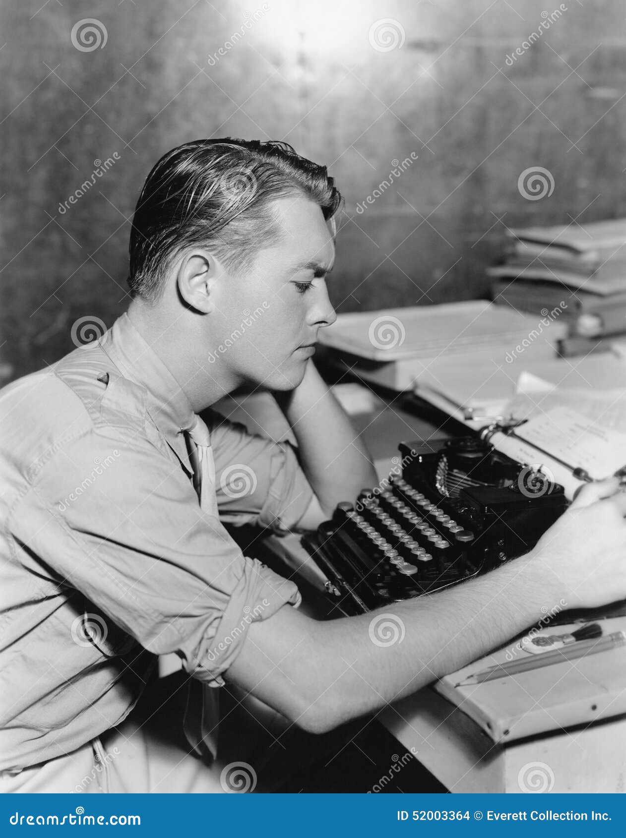 Man using typewriter stock photo. Image of historical 52003364