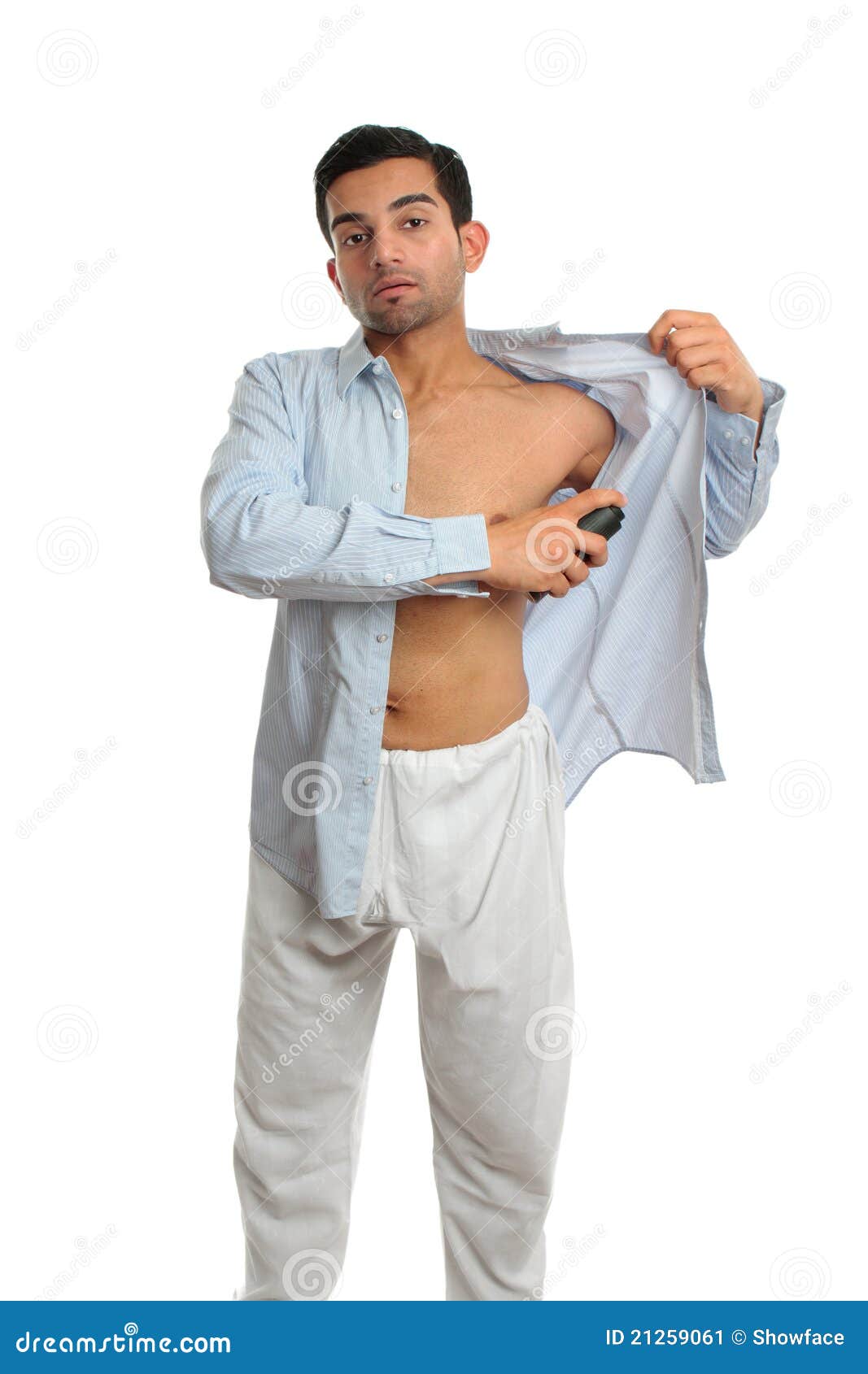 Man Using Underarm Deodorant Perspirant Spray Stock Image Image 21259061