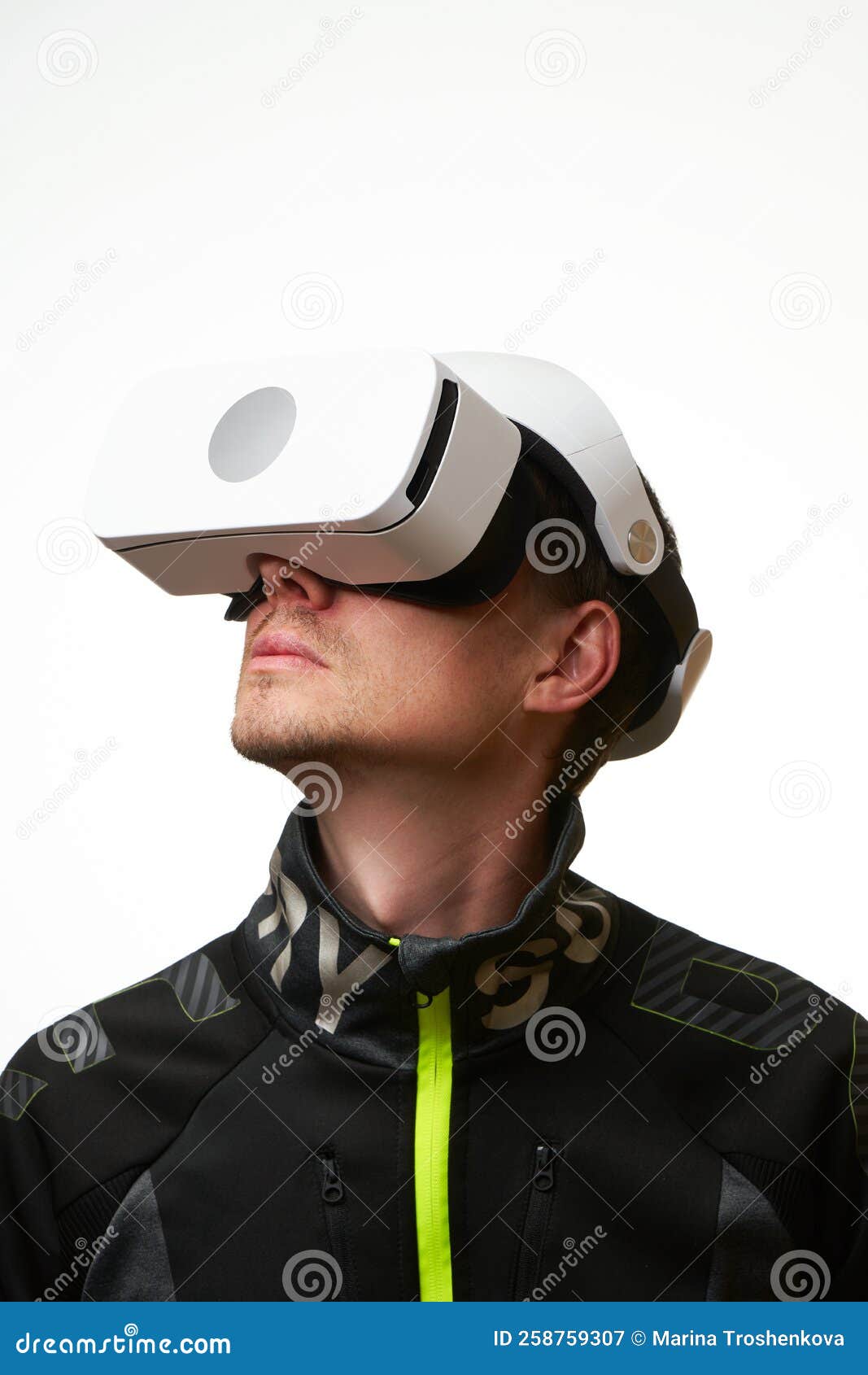 Man is Using Virtual Reality Headset. Concept of Virtual, Augmented and