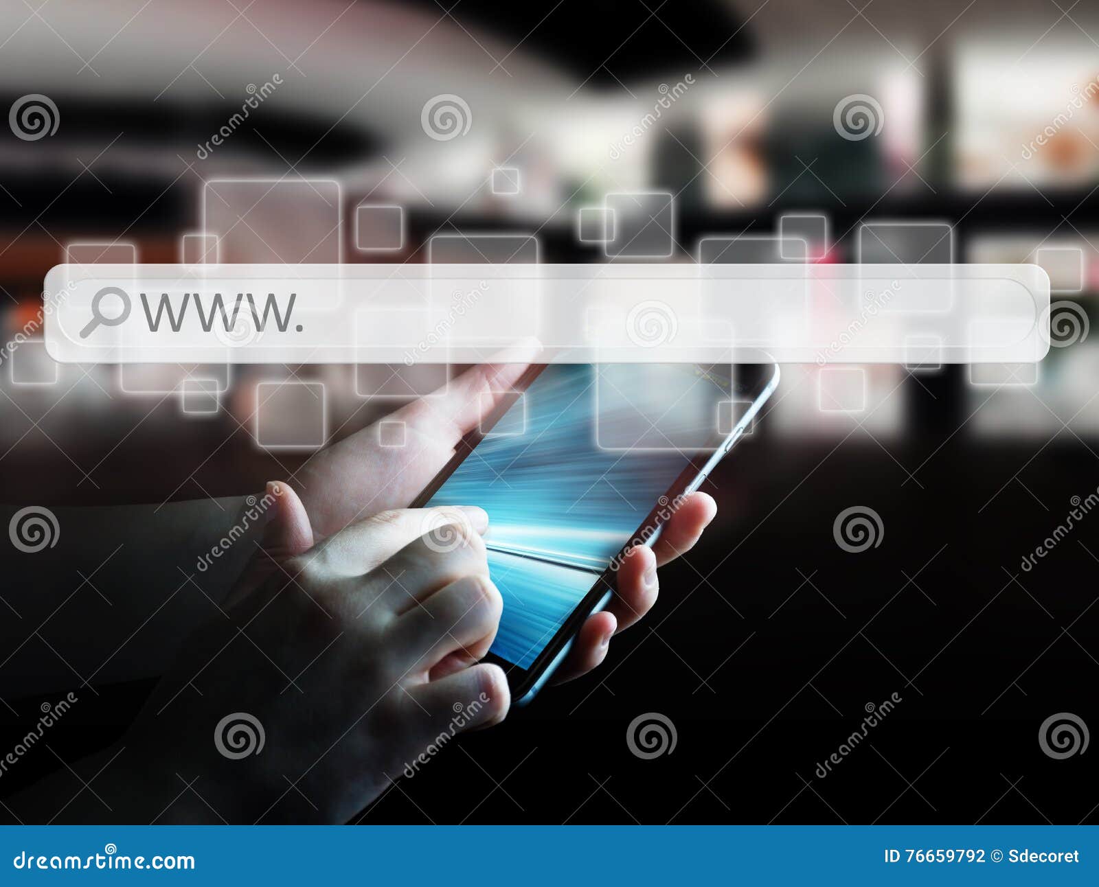 man using web address bar to surf on internet