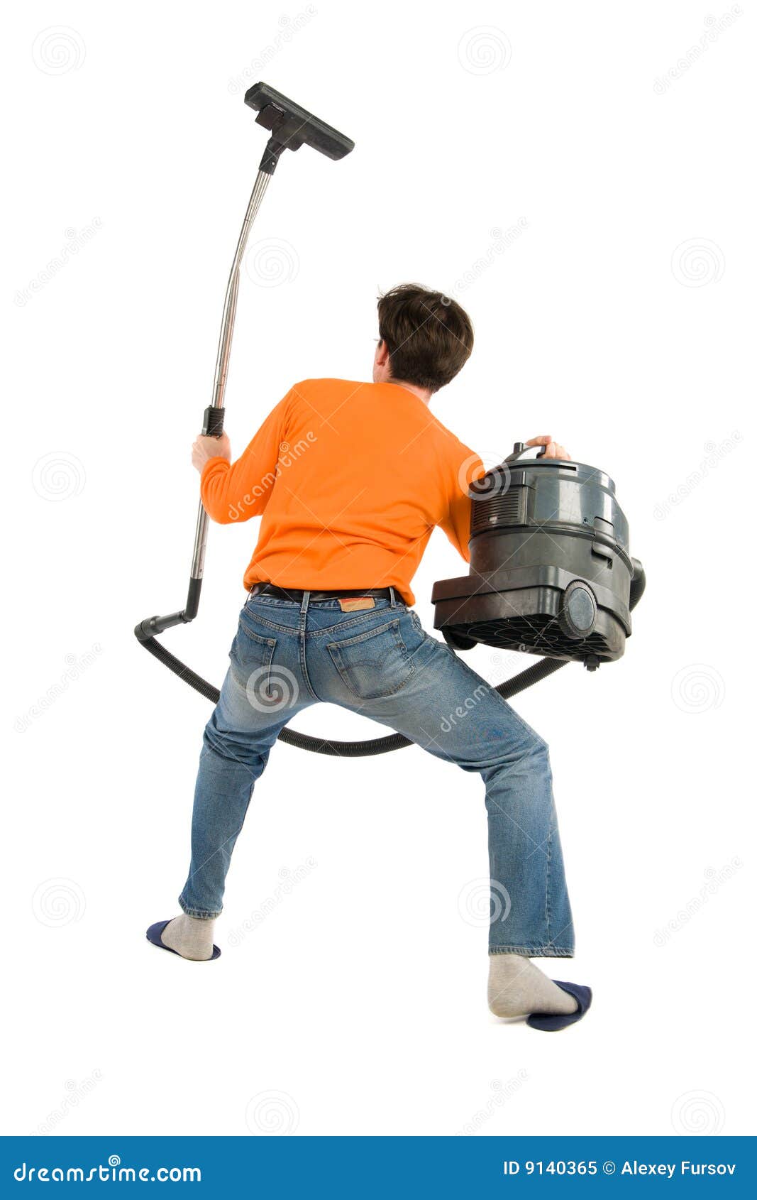 A Man With The Vacuumcleaner Stock Image Image 9140365