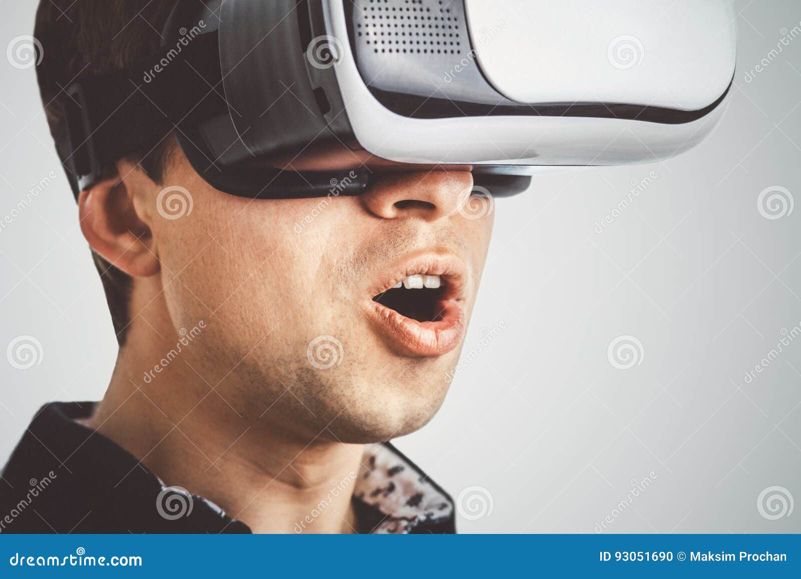 Man In Virtual Reality Glasses Stock Photo Image Of Mobile Bristles
