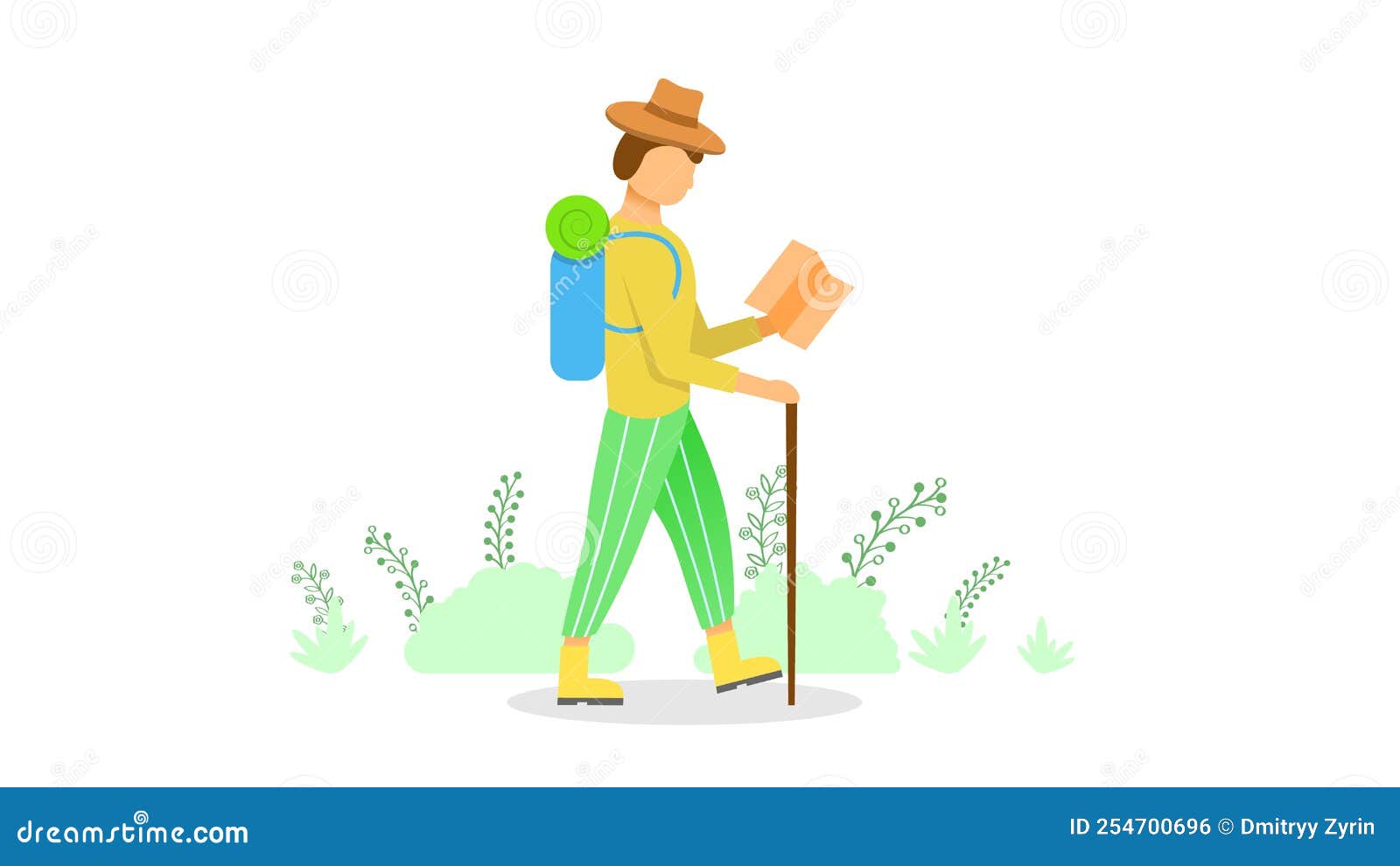 Man Walk with Map Cartoon People Character Concept Illustration Vector ...