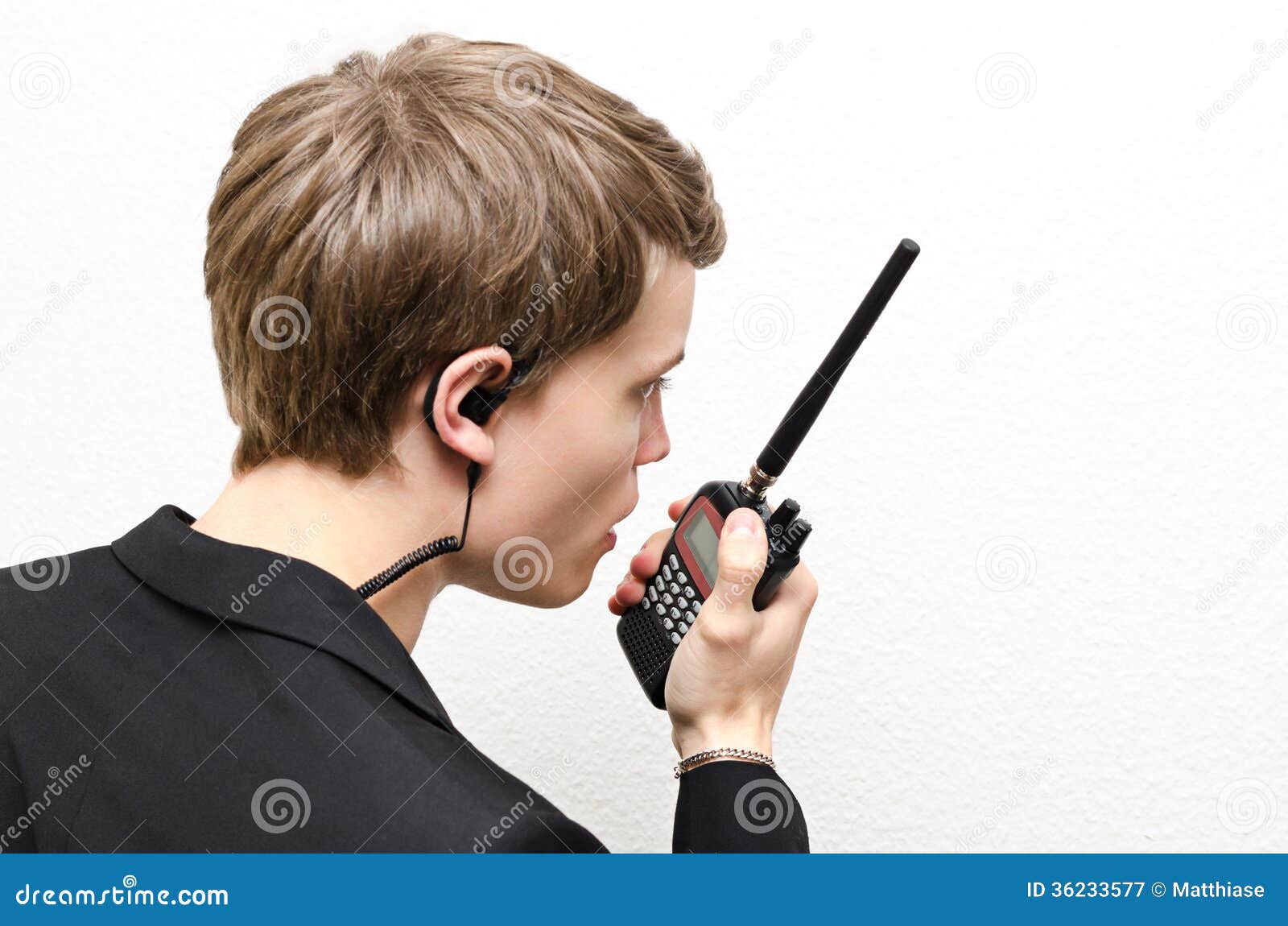 man with walkie talkie