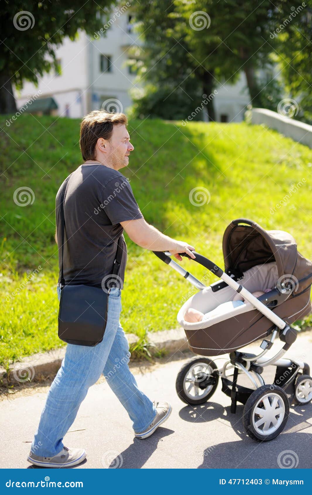 walking newborn in stroller