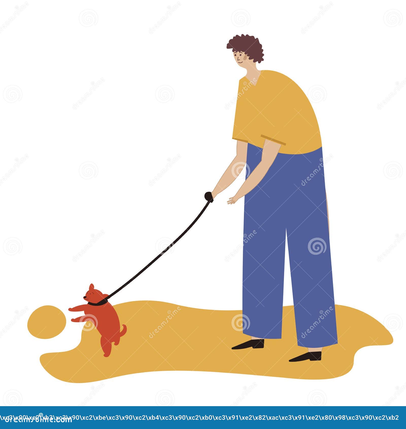 Man Walking With A Dog. Vector Illustration For Service Of ...