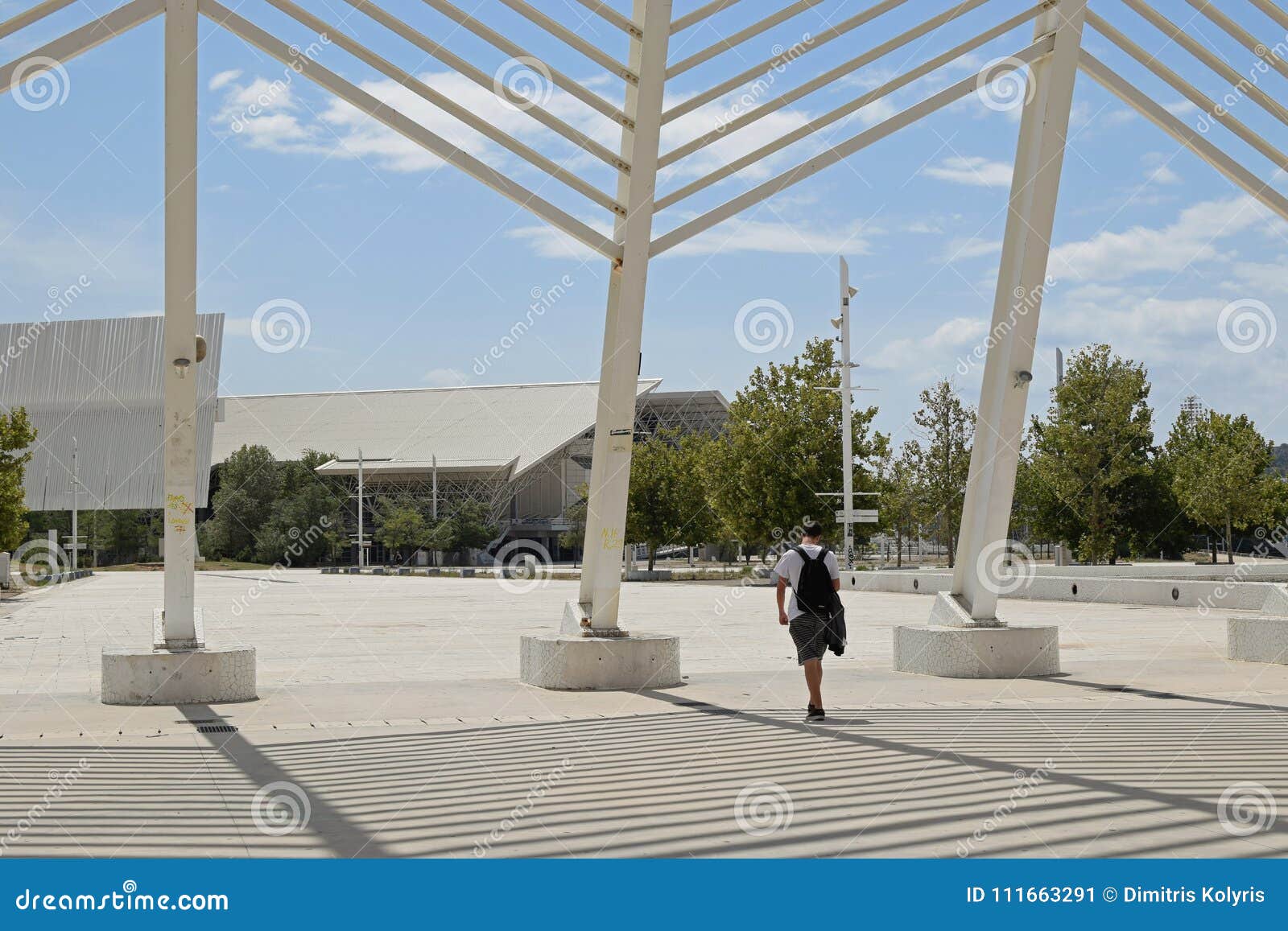 Man Walking Olympic Stadium Editorial Photo Image of design, building
