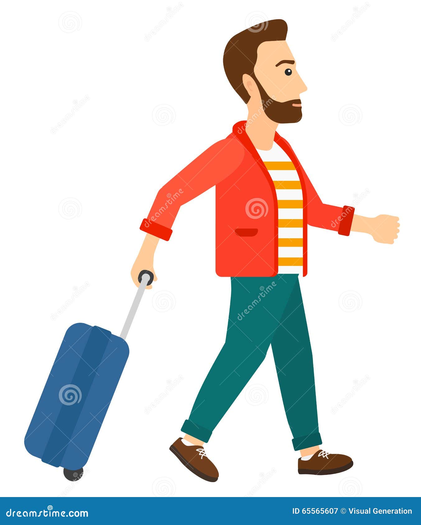 Man walking with suitcase stock vector. Illustration of person 65565607