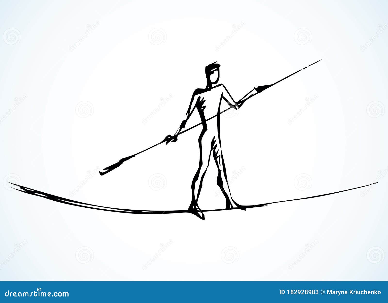 A Man is Walking on a Tightrope. Vector Drawing Stock Vector - Illustration  of businessman, isolated: 182928983