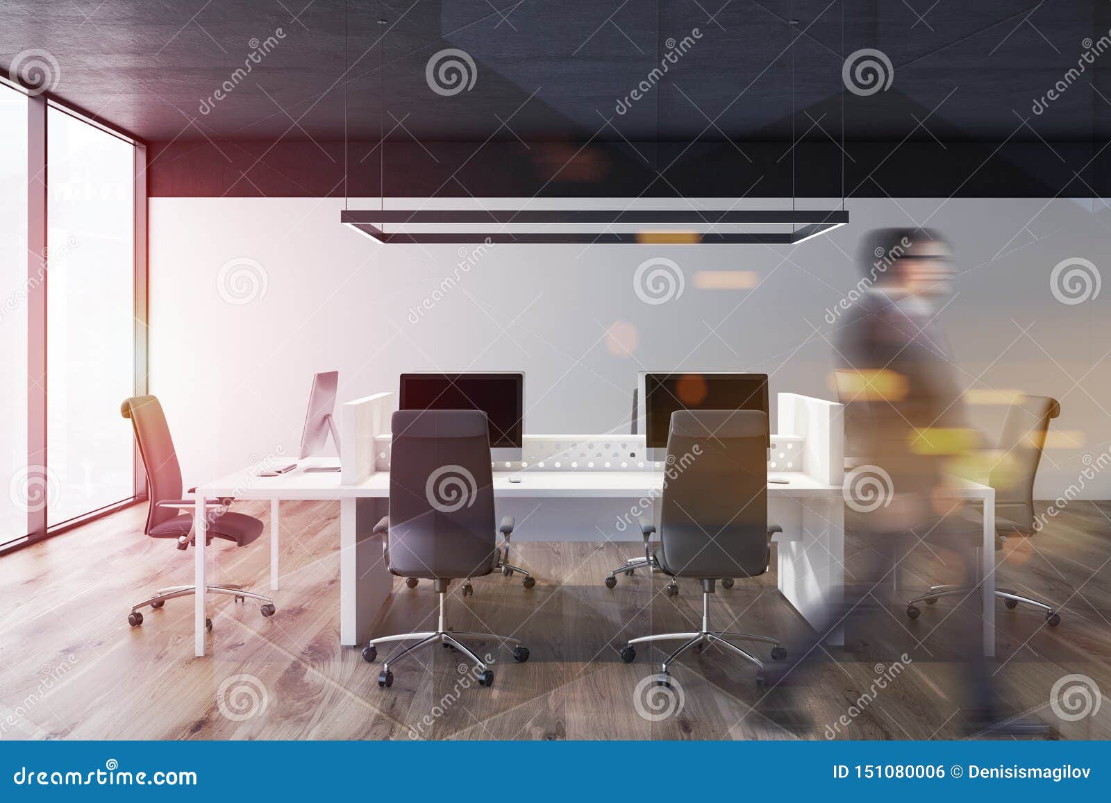 Man Walking In White Open Space Office Stock Photo Image Of